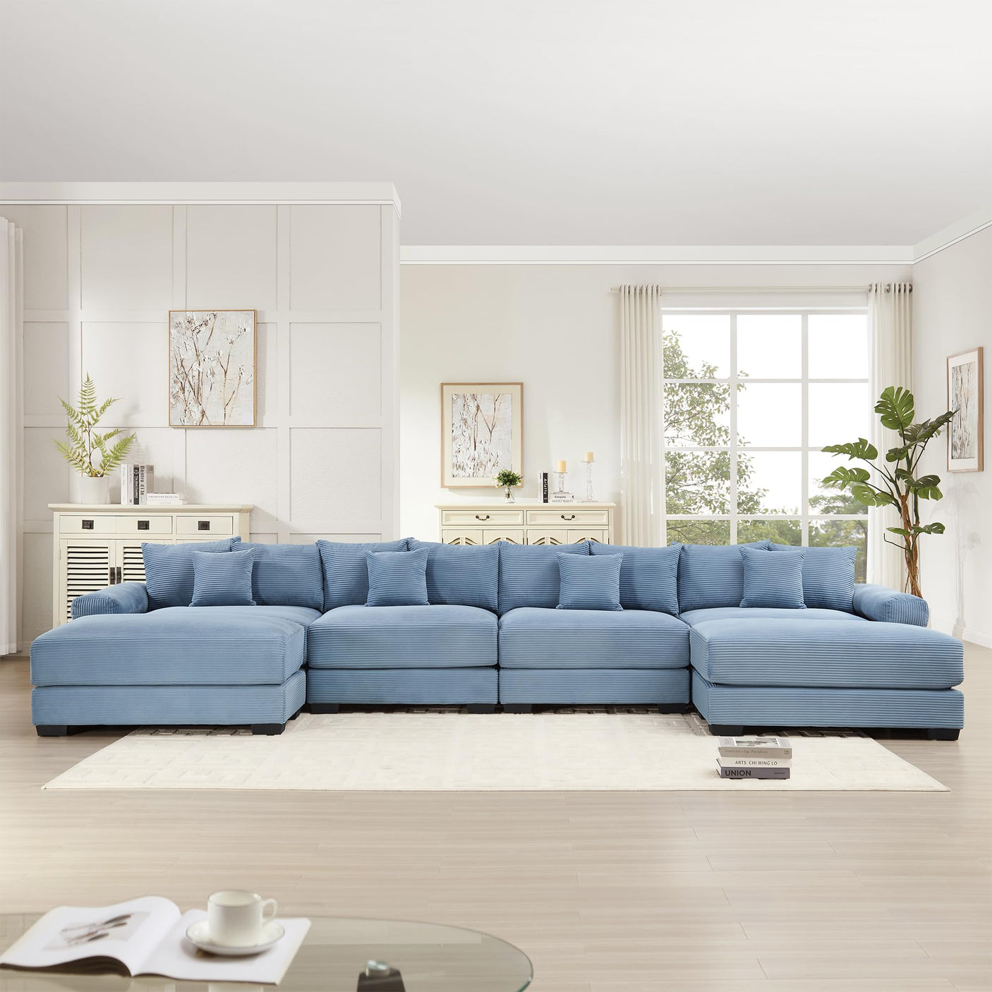 54" Oversized Corduroy Modular Sectional Sofa - Premium Comfort with High-Density Foam & Flexible Design
