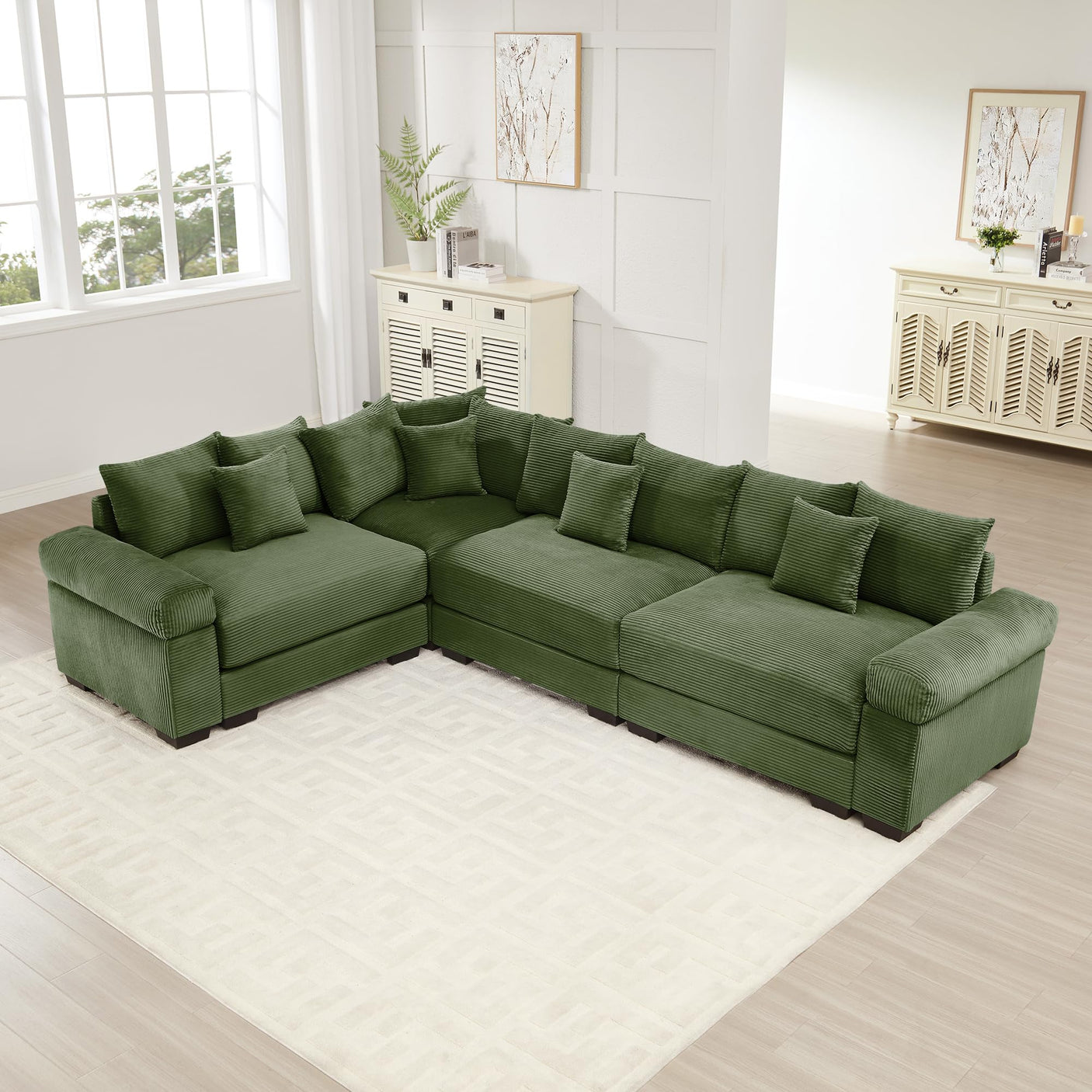 54" Oversized Corduroy Modular Sectional Sofa - Premium Comfort with High-Density Foam & Flexible Design