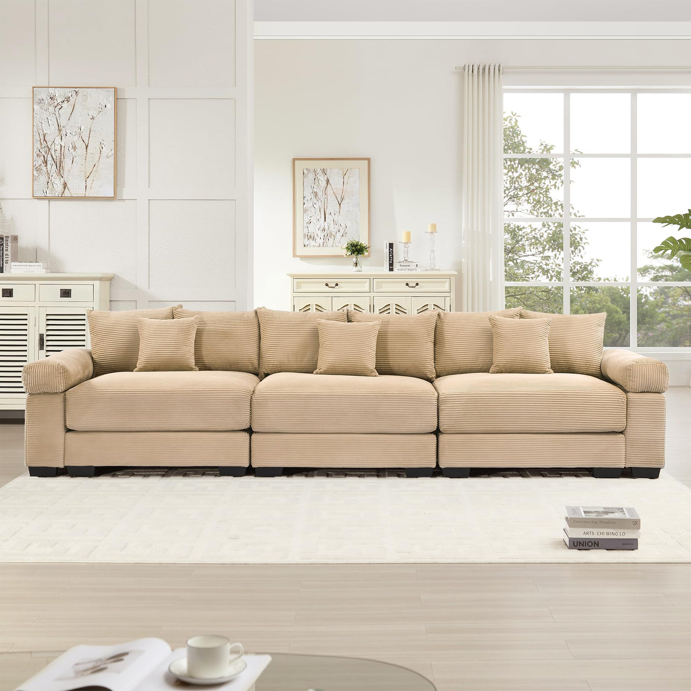 54" Oversized Corduroy Modular Sectional Sofa - Premium Comfort with High-Density Foam & Flexible Design