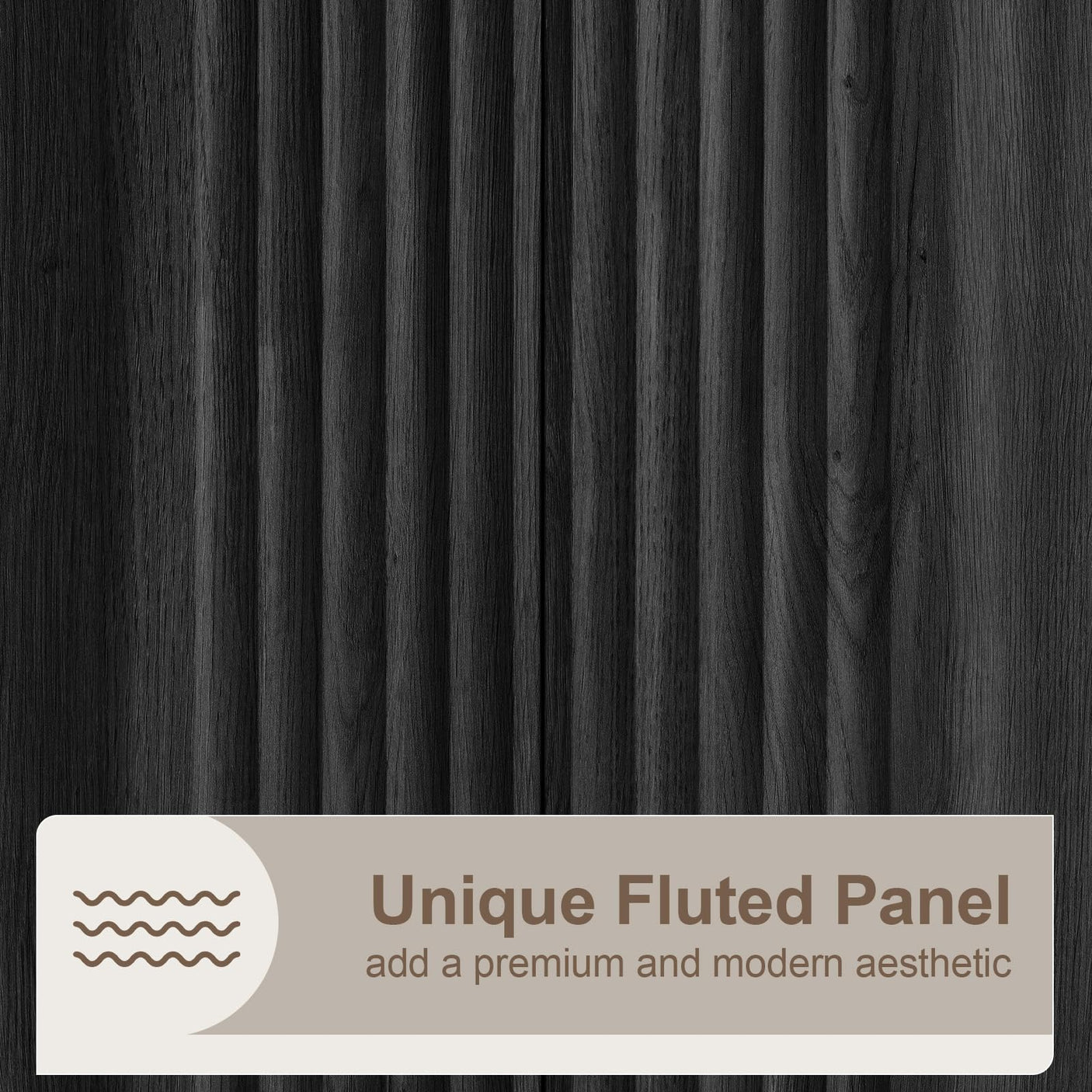 55" Buffet Cabinet with Storage, Modern Fluted Sideboard in Black – FSC Wood, Adjustable Shelves
