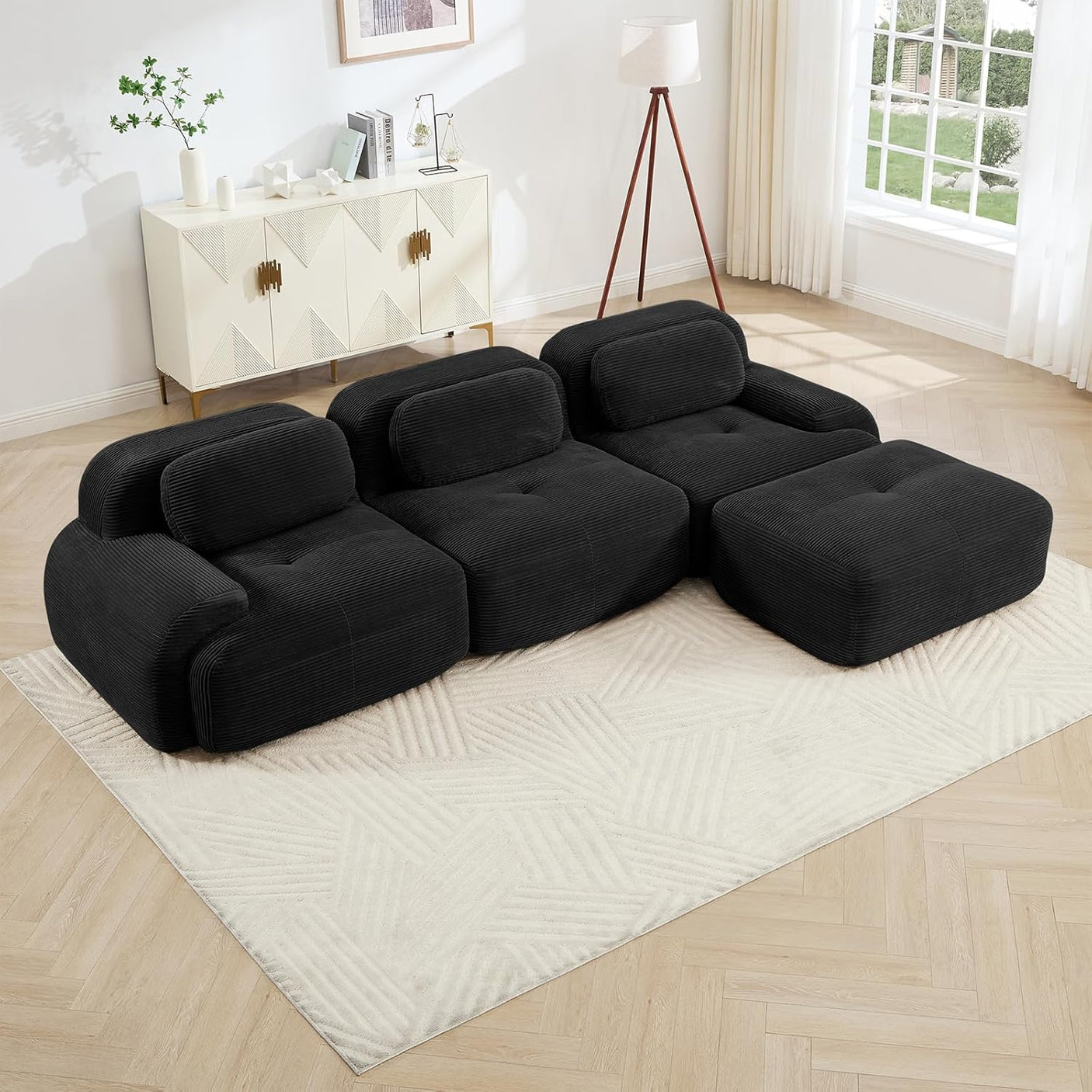 Corduroy Cloud Modular Sectional Sofa - No Assembly Required