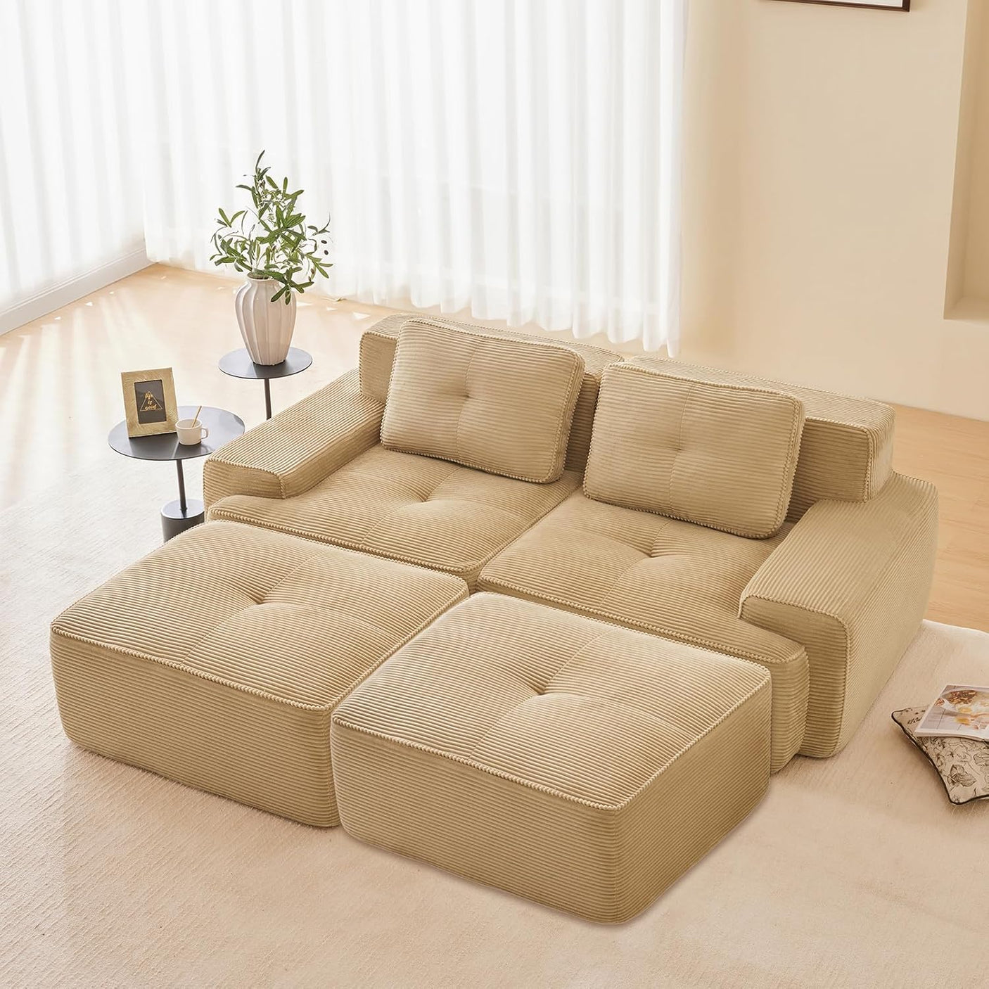 Corduroy Cloud Modular Sectional Sofa - No Assembly Required