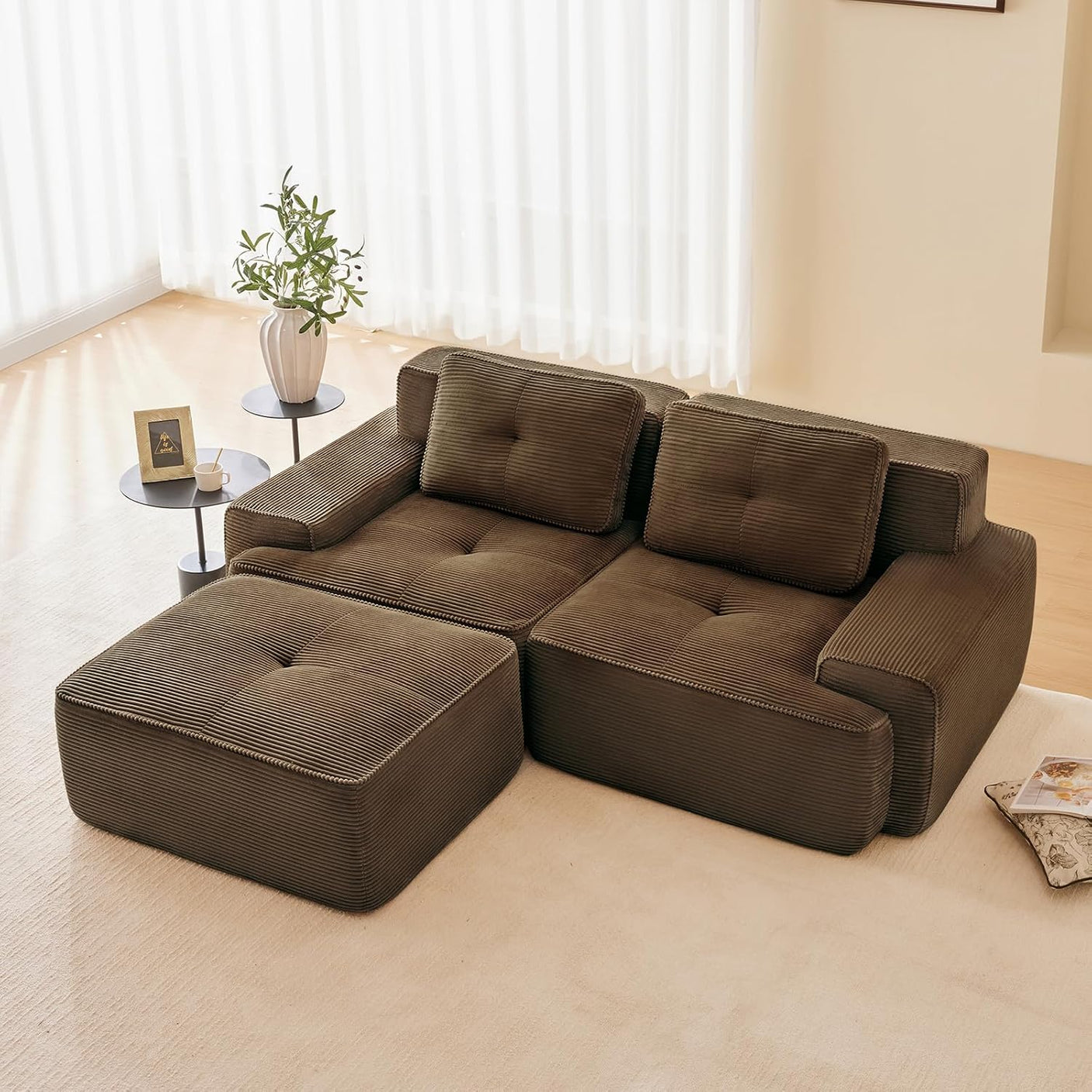 Corduroy Cloud Modular Sectional Sofa - No Assembly Required