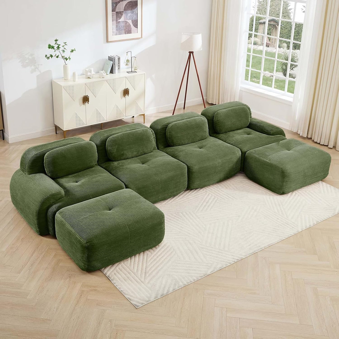 Corduroy Cloud Modular Sectional Sofa - No Assembly Required