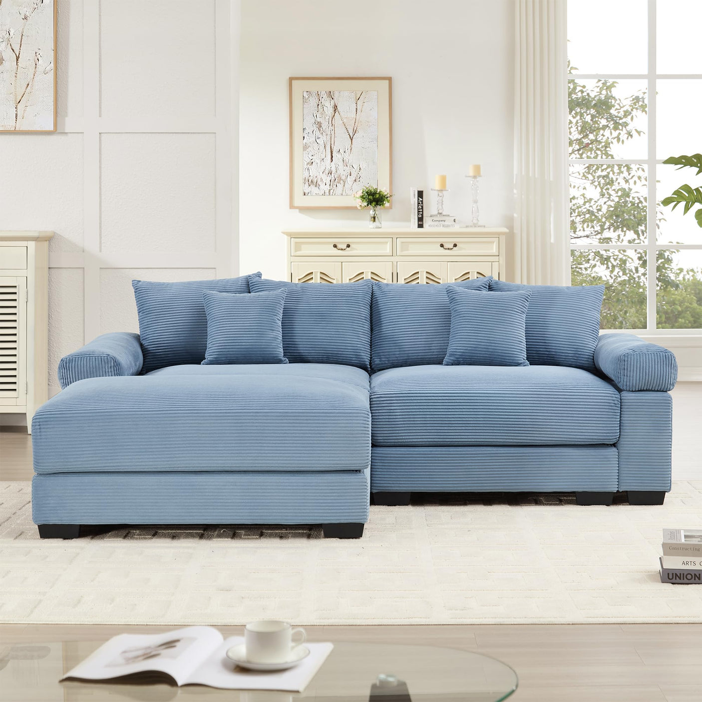 54" Oversized Corduroy Modular Sectional Sofa - Premium Comfort with High-Density Foam & Flexible Design