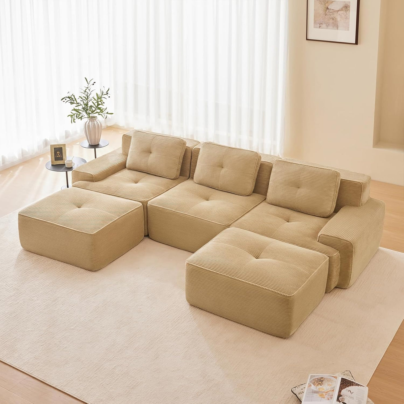 Corduroy Cloud Modular Sectional Sofa - No Assembly Required