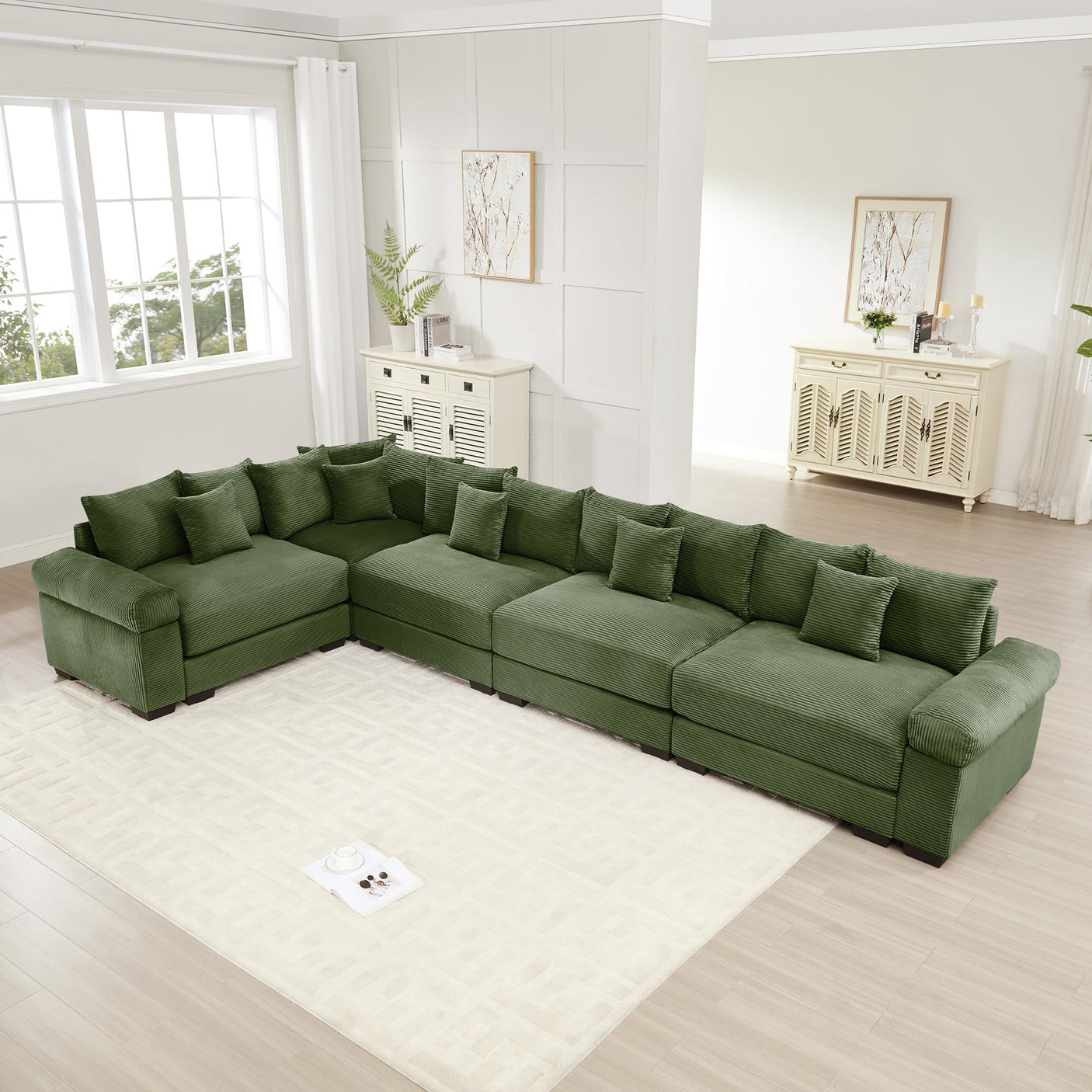 54" Oversized Corduroy Modular Sectional Sofa - Premium Comfort with High-Density Foam & Flexible Design