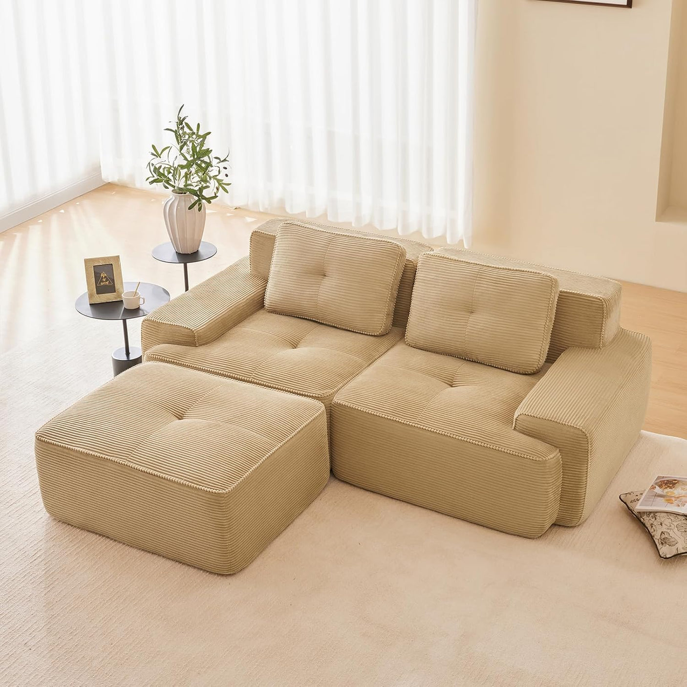 Corduroy Cloud Modular Sectional Sofa - No Assembly Required