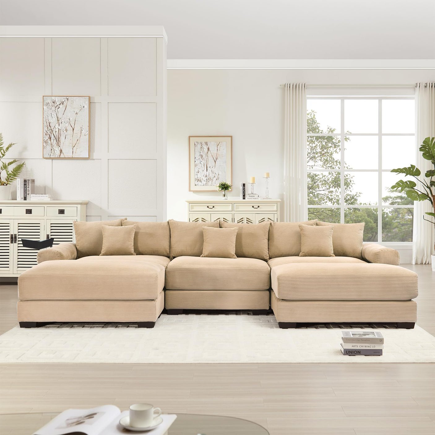 54" Oversized Corduroy Modular Sectional Sofa - Premium Comfort with High-Density Foam & Flexible Design