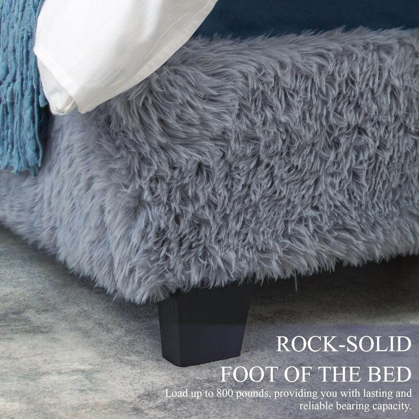 Boho Boucle Cloud Upholstered Platform Bed - Fluffy Soft Bed Frame with Rounded Corners