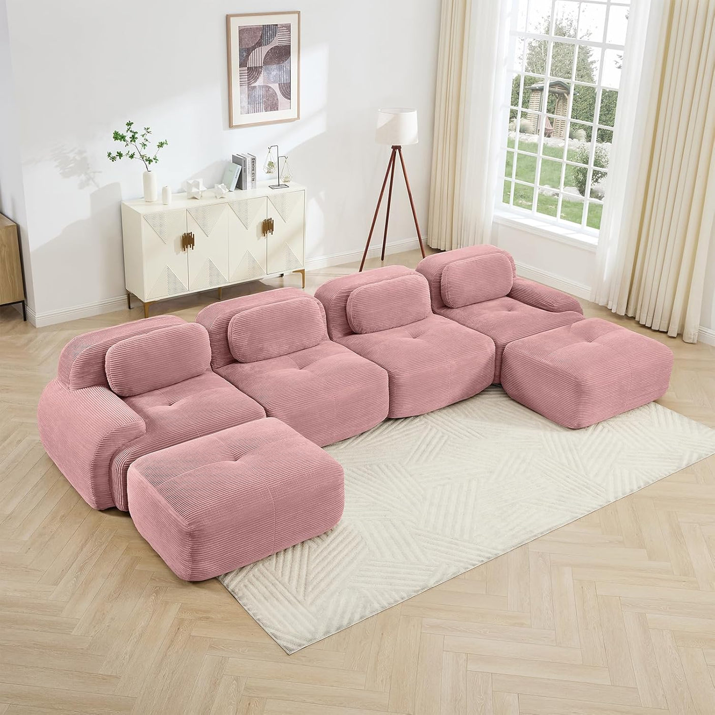 Corduroy Cloud Modular Sectional Sofa - No Assembly Required