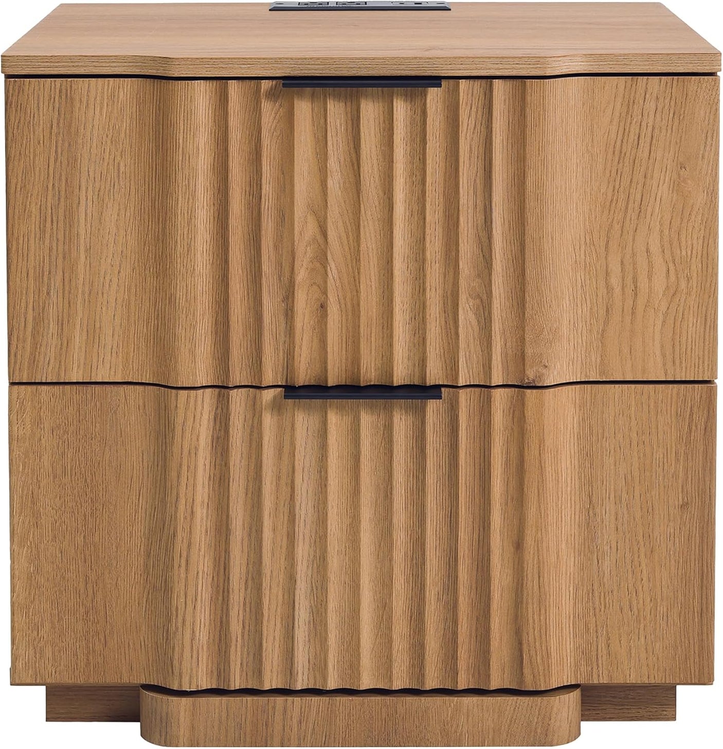 Fluted Nightstand with Charging Station