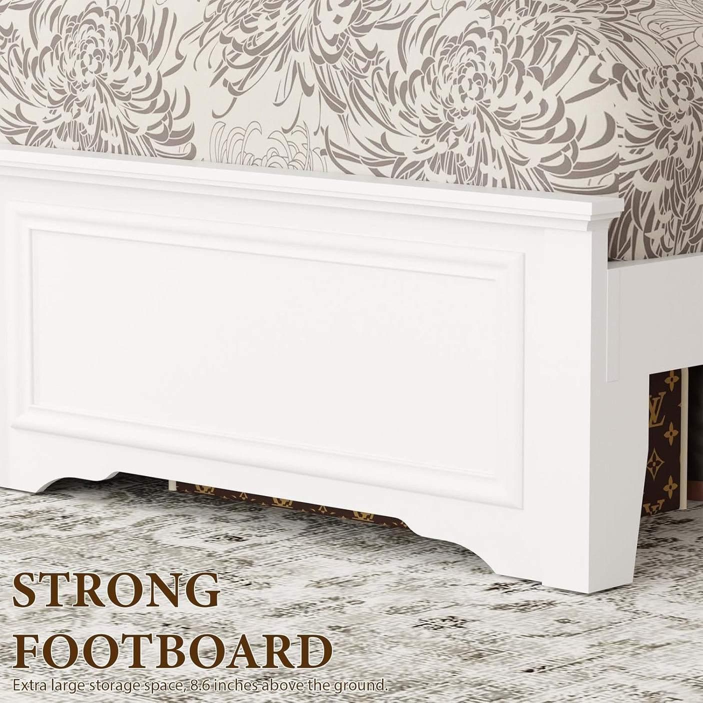 Farmhouse Queen Size Bed Frame with 4 Storage Drawers