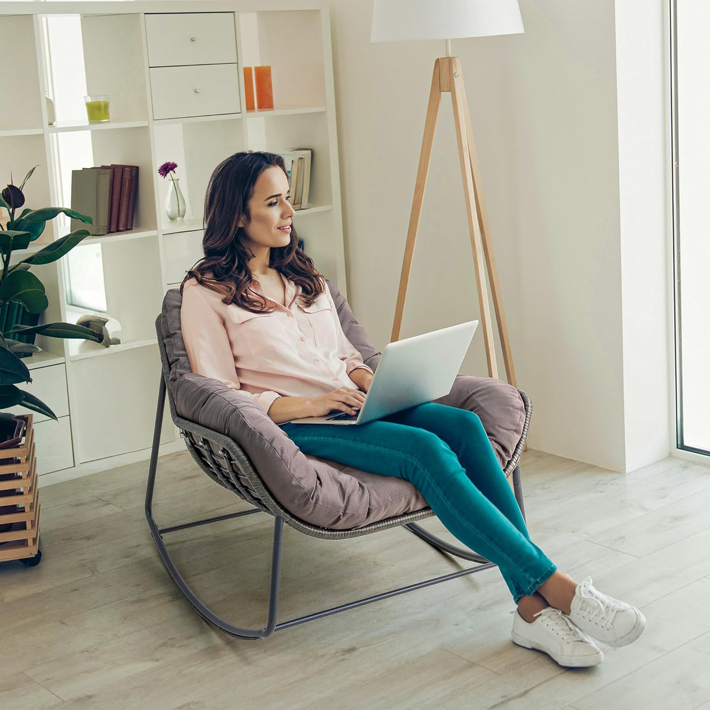 Cozy Wicker Outdoor Rocking Chair