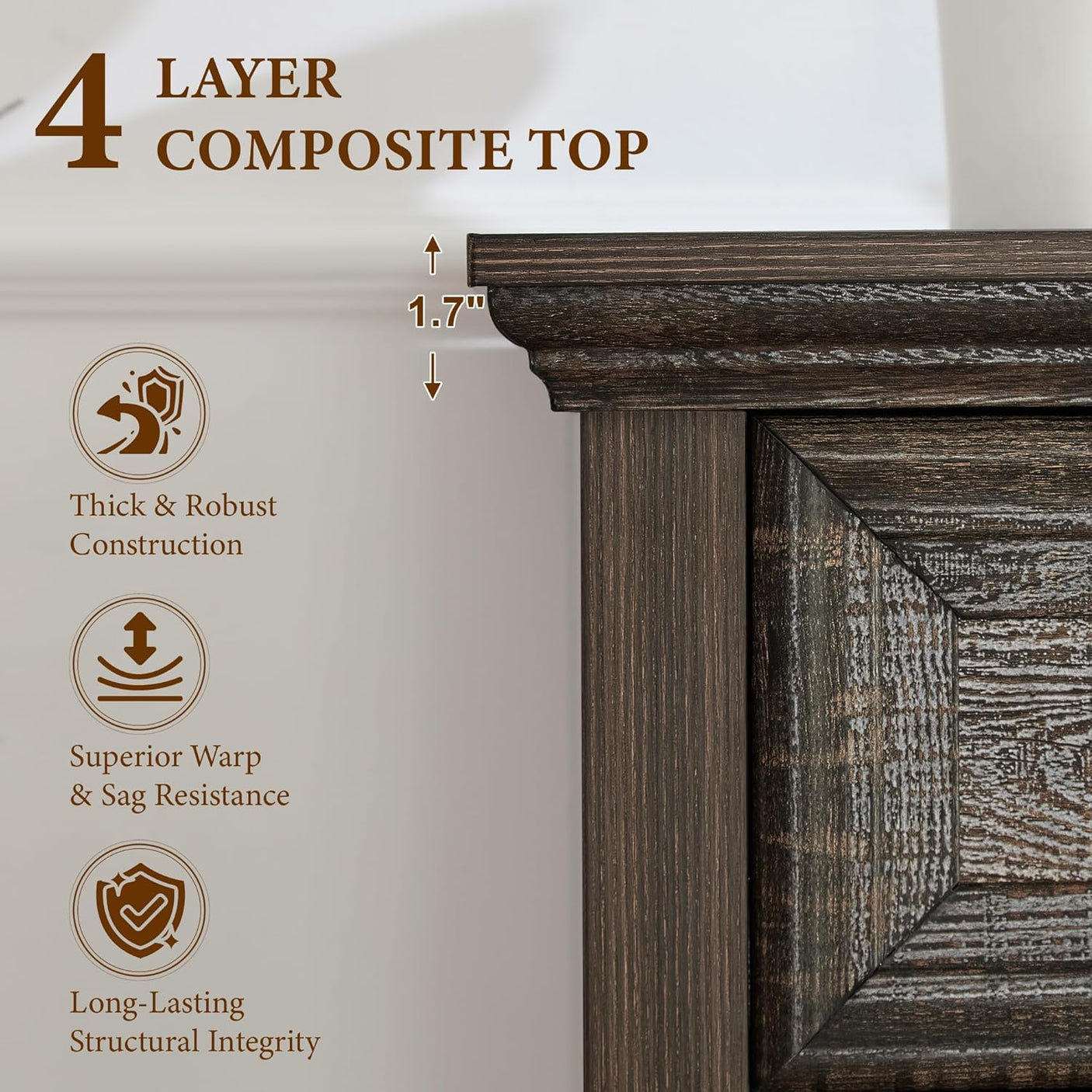 62" Large Farmhouse Buffet Cabinet with 4 Drawers & 4 Doors