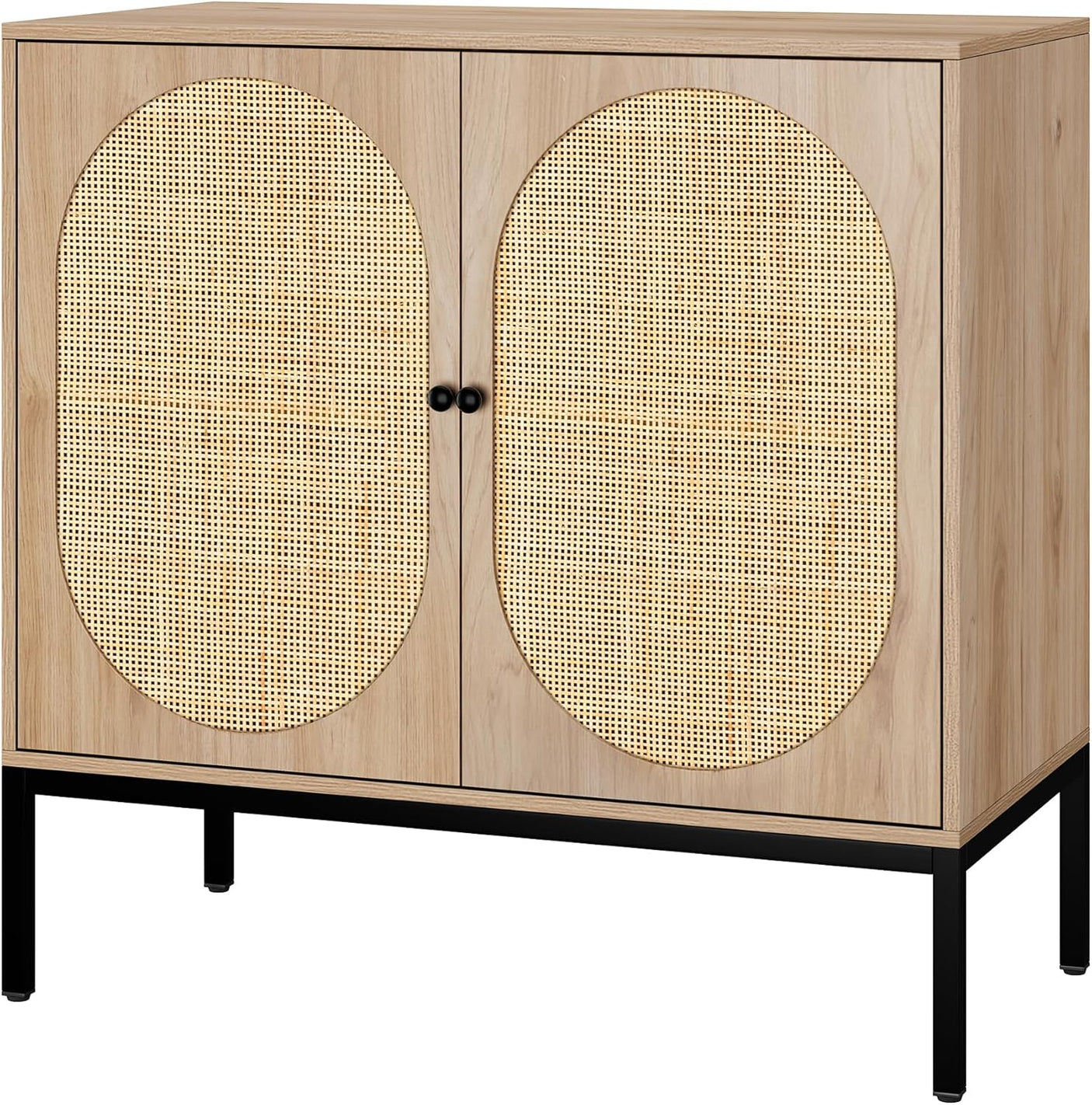 Sideboard Cabinet with Natural Rattan Decorated Doors