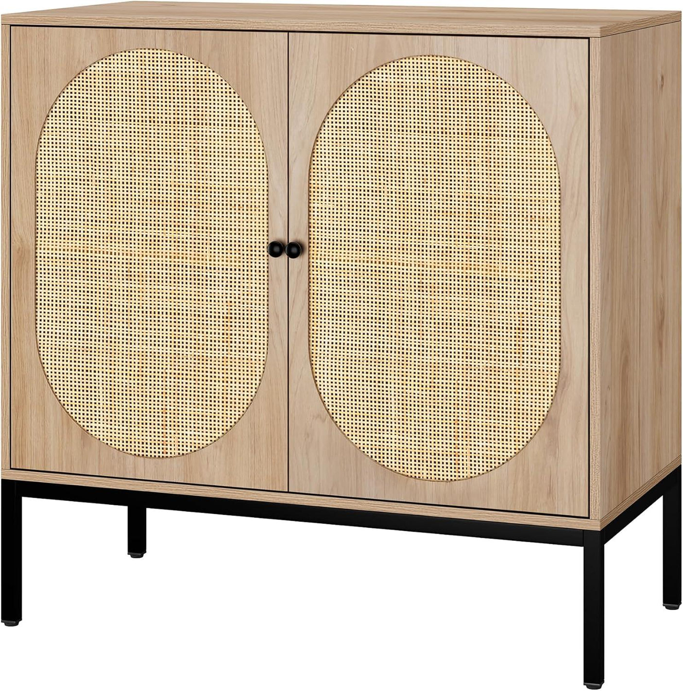 Sideboard Cabinet with Natural Rattan Decorated Doors