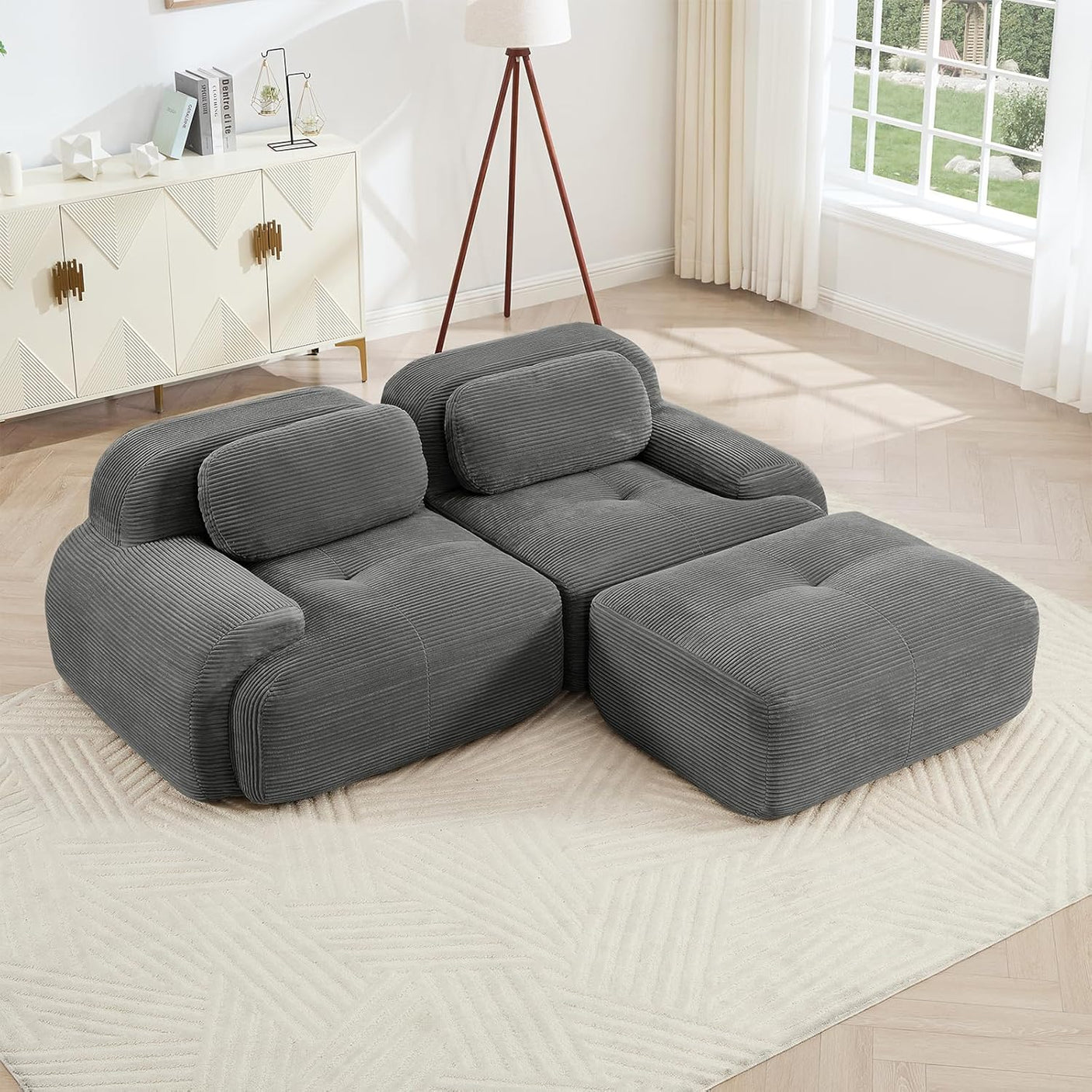 Corduroy Cloud Modular Sectional Sofa - No Assembly Required