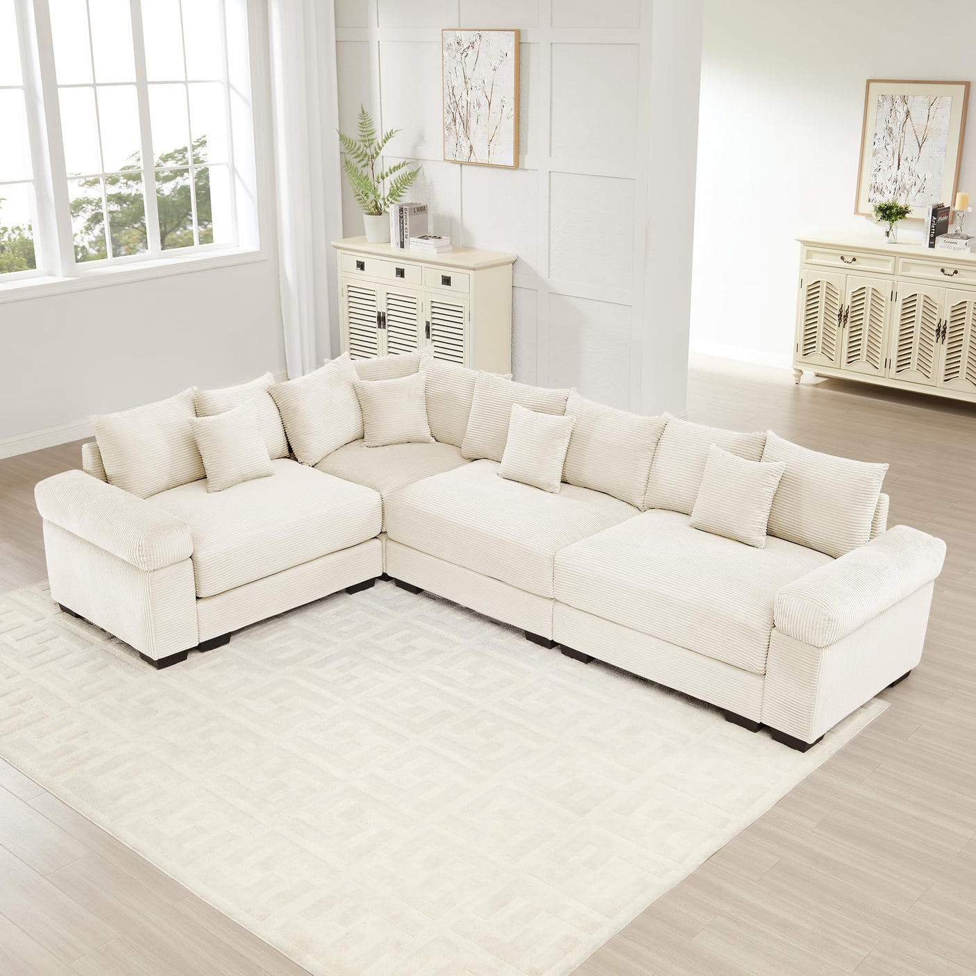 54" Oversized Corduroy Modular Sectional Sofa - Premium Comfort with High-Density Foam & Flexible Design