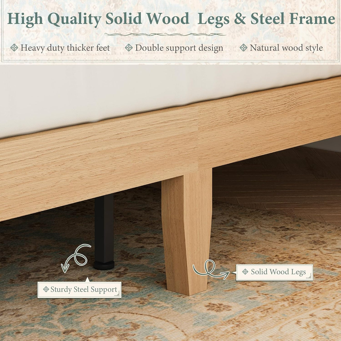 Retro Fluted Queen Bed Frame with 55" Tall Headboard and Storage Drawers