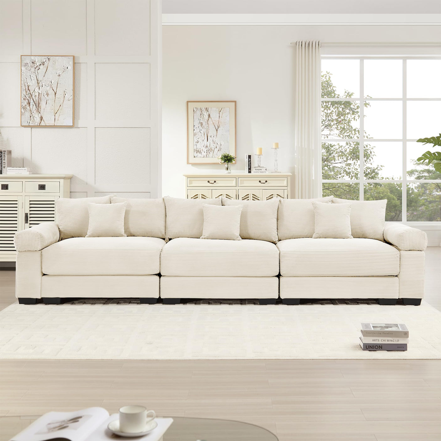 54" Oversized Corduroy Modular Sectional Sofa - Premium Comfort with High-Density Foam & Flexible Design