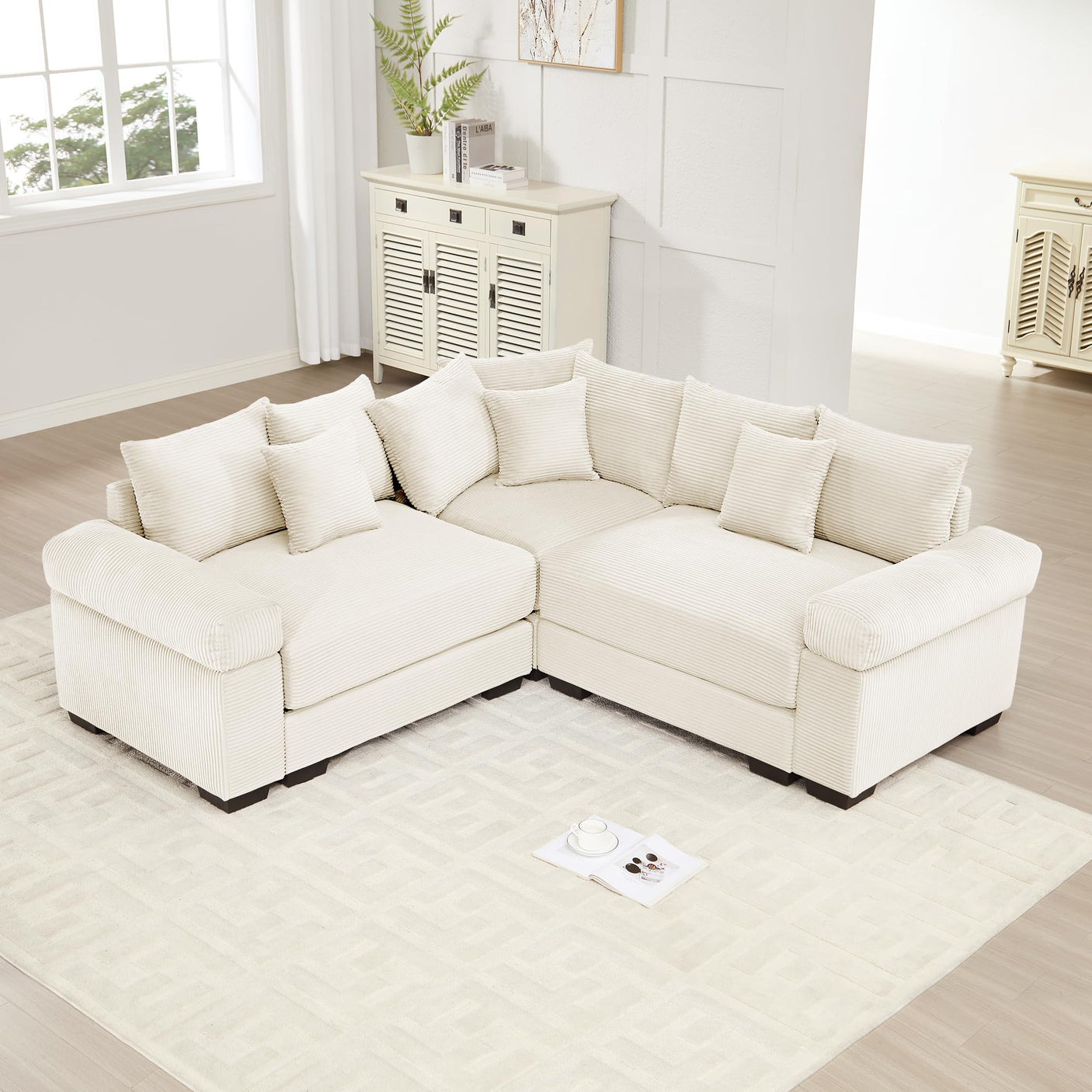 54" Oversized Corduroy Modular Sectional Sofa - Premium Comfort with High-Density Foam & Flexible Design