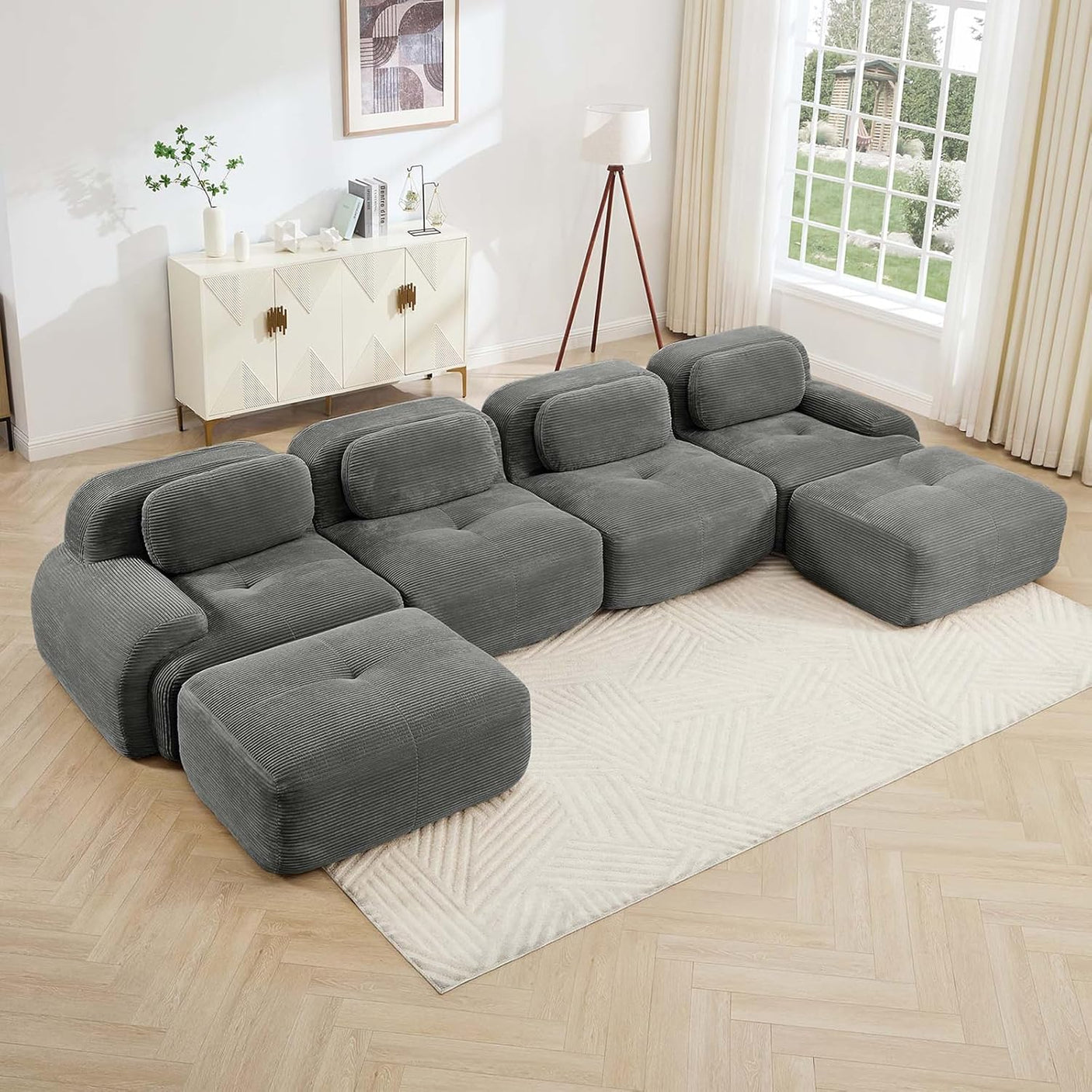 Corduroy Cloud Modular Sectional Sofa - No Assembly Required