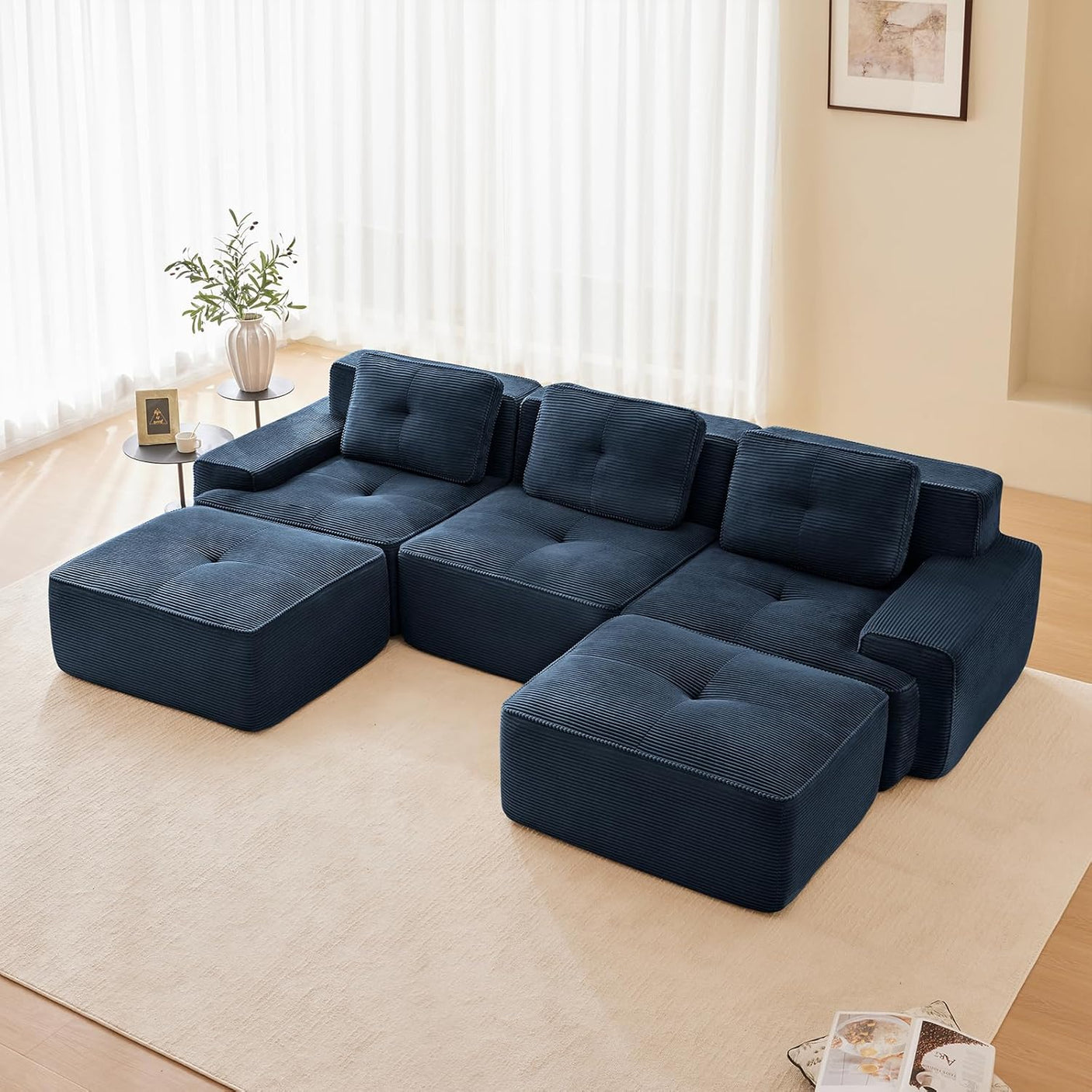 Corduroy Cloud Modular Sectional Sofa - No Assembly Required