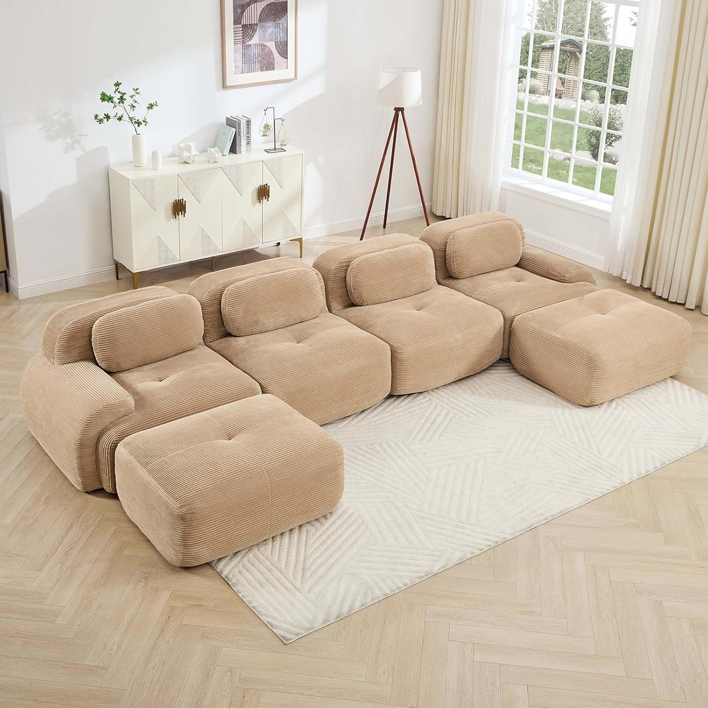 Corduroy Cloud Modular Sectional Sofa - No Assembly Required