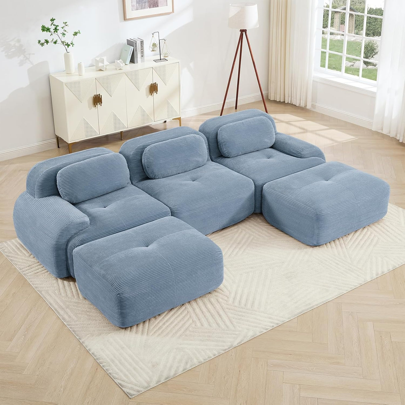 Corduroy Cloud Modular Sectional Sofa - No Assembly Required