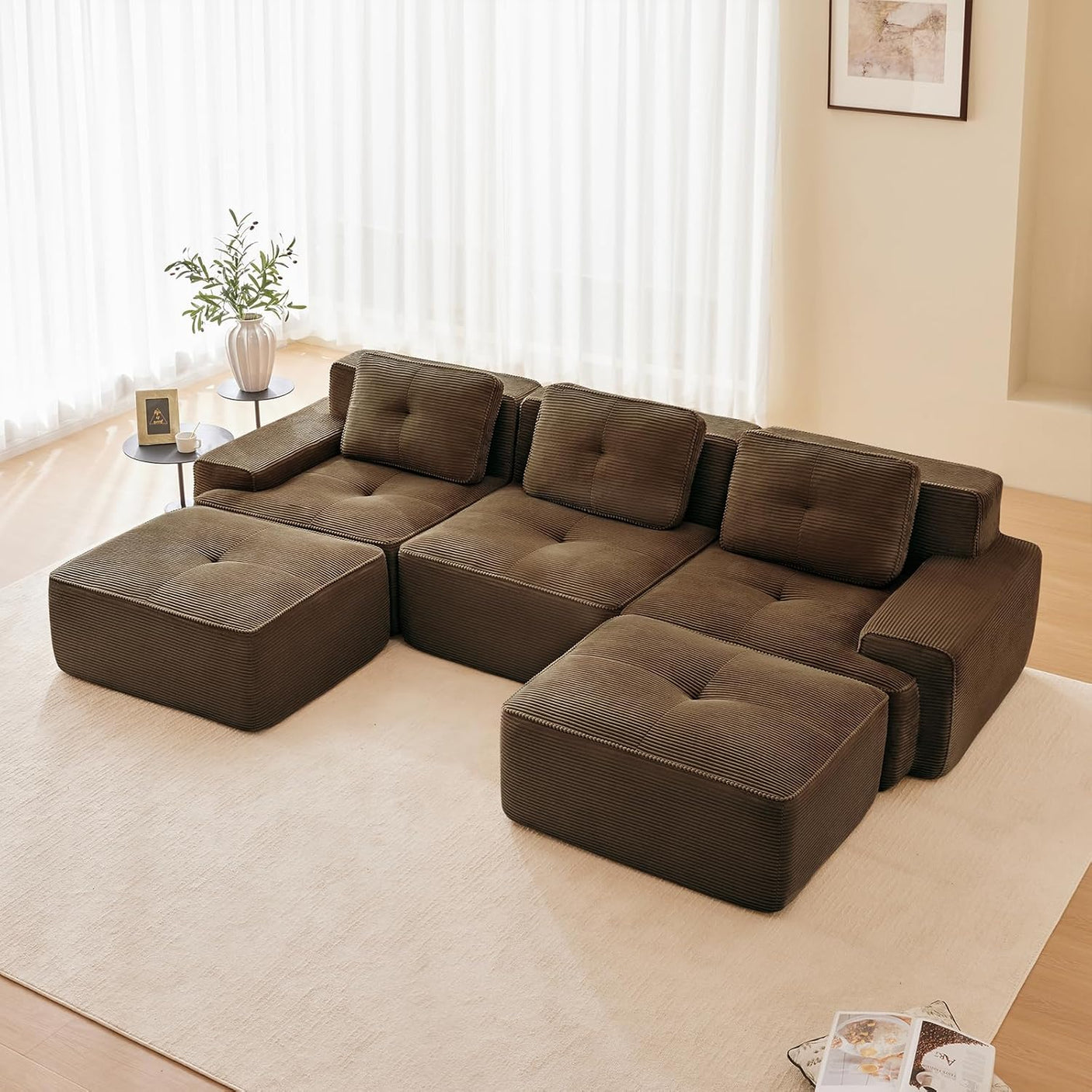 Corduroy Cloud Modular Sectional Sofa - No Assembly Required