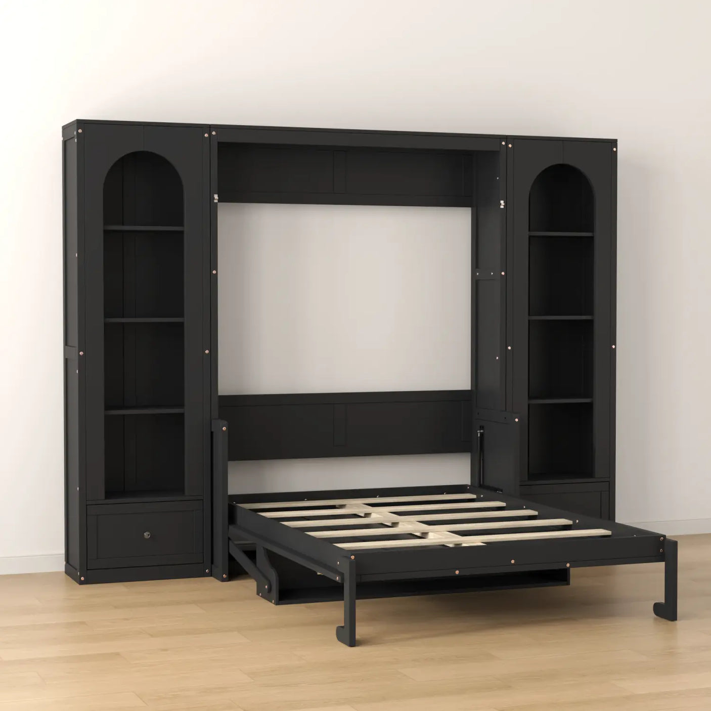 88"H Queen Size Murphy Platform Bed with Shelf