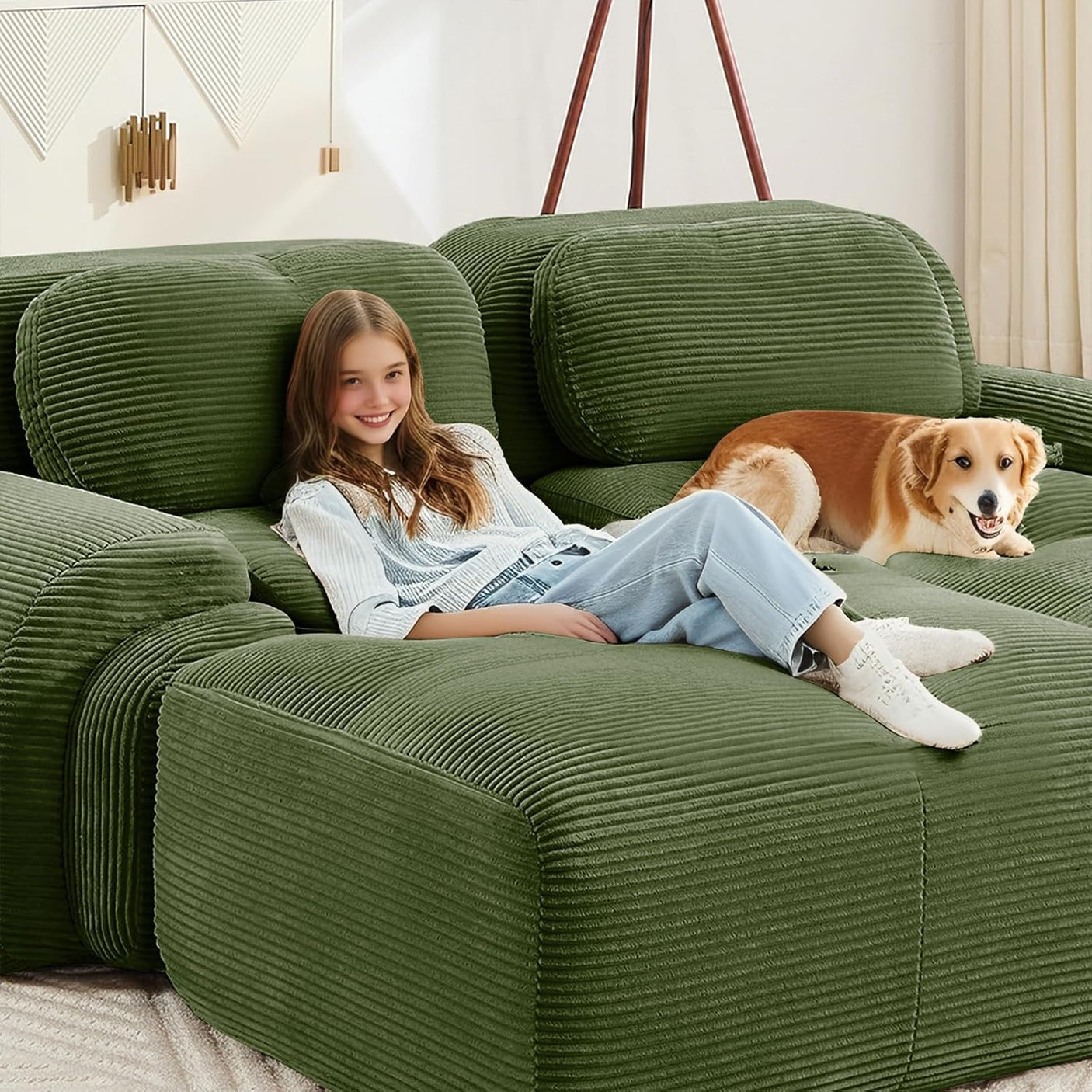 Corduroy Cloud Modular Sectional Sofa - No Assembly Required