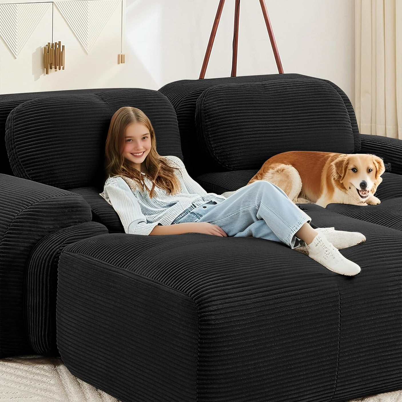 Corduroy Cloud Modular Sectional Sofa - No Assembly Required