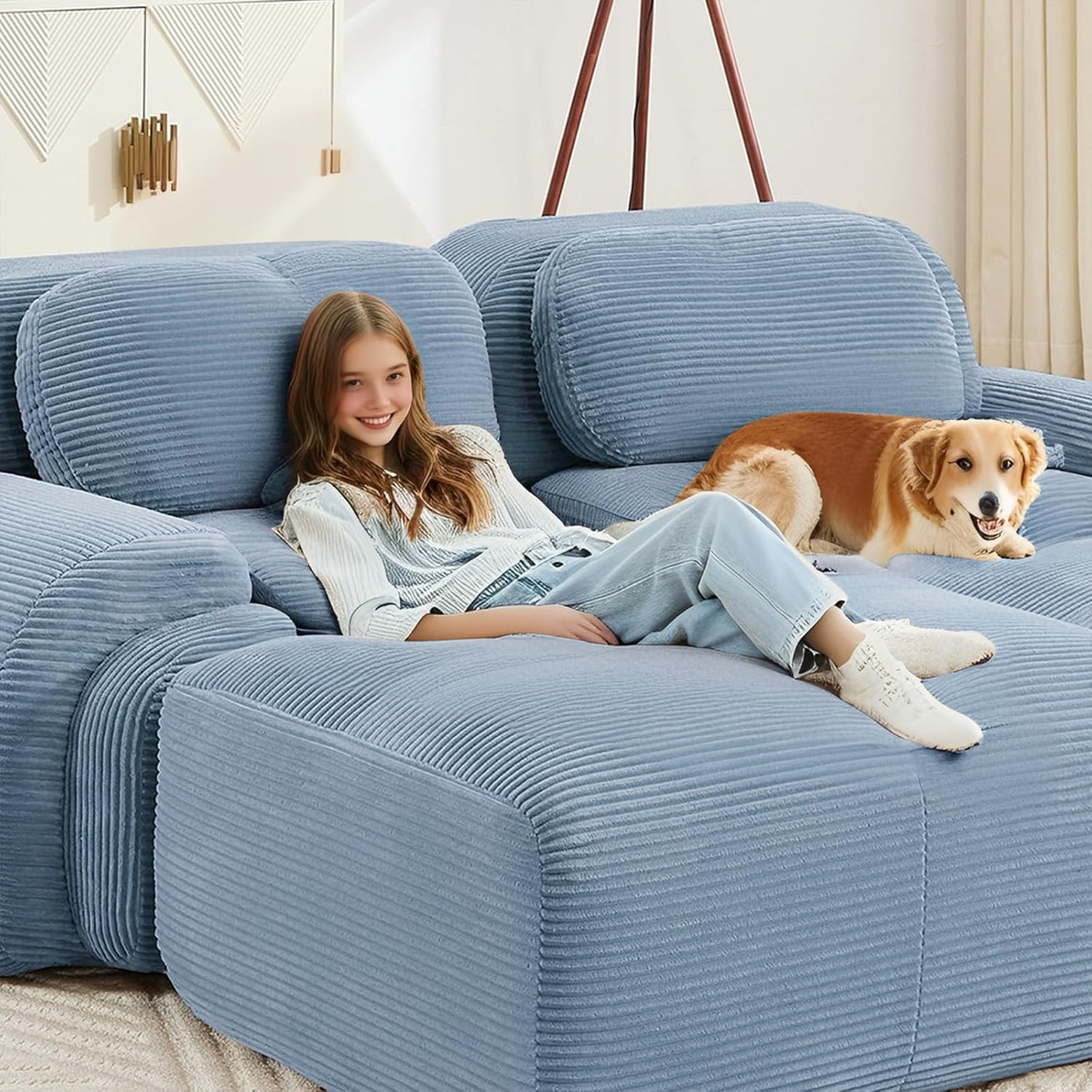 Corduroy Cloud Modular Sectional Sofa - No Assembly Required