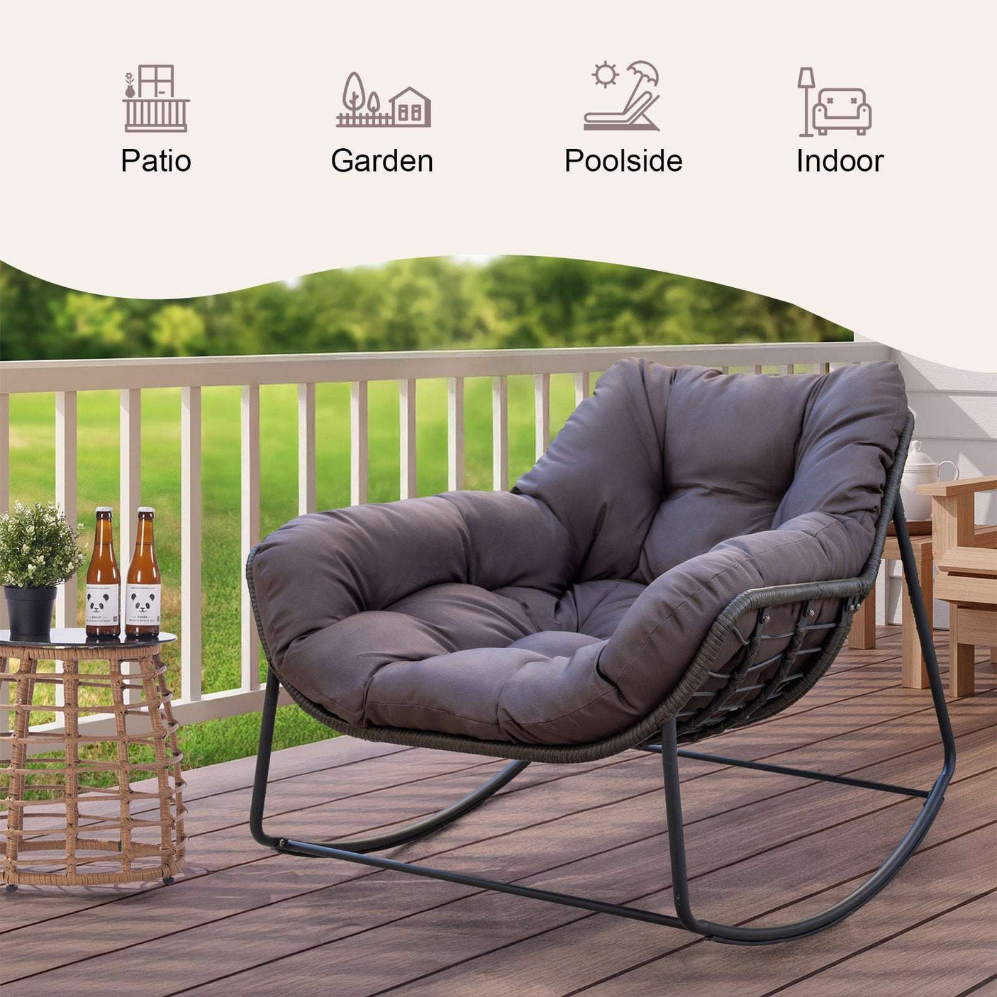 Cozy Wicker Outdoor Rocking Chair