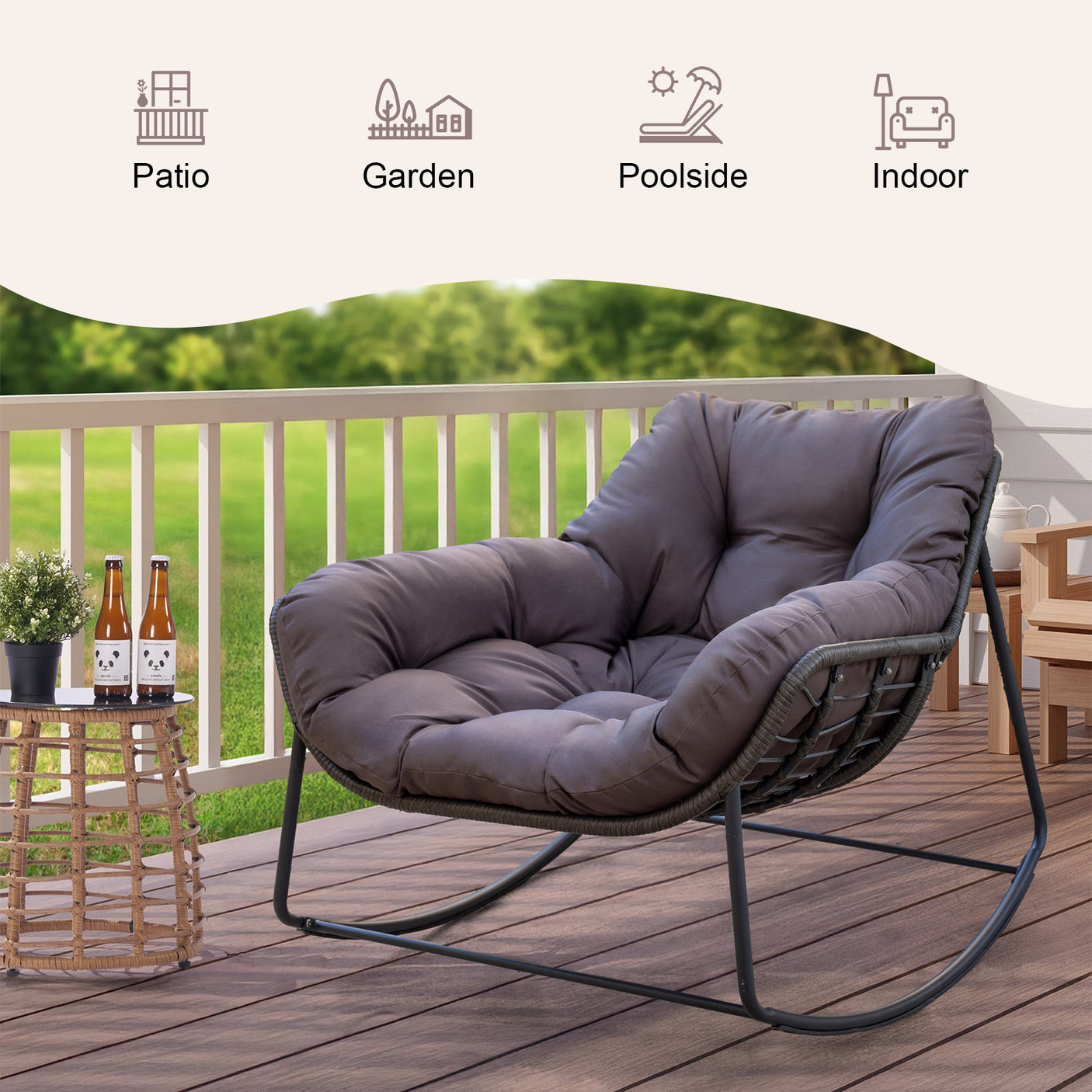 Cozy Wicker Outdoor Rocking Chair