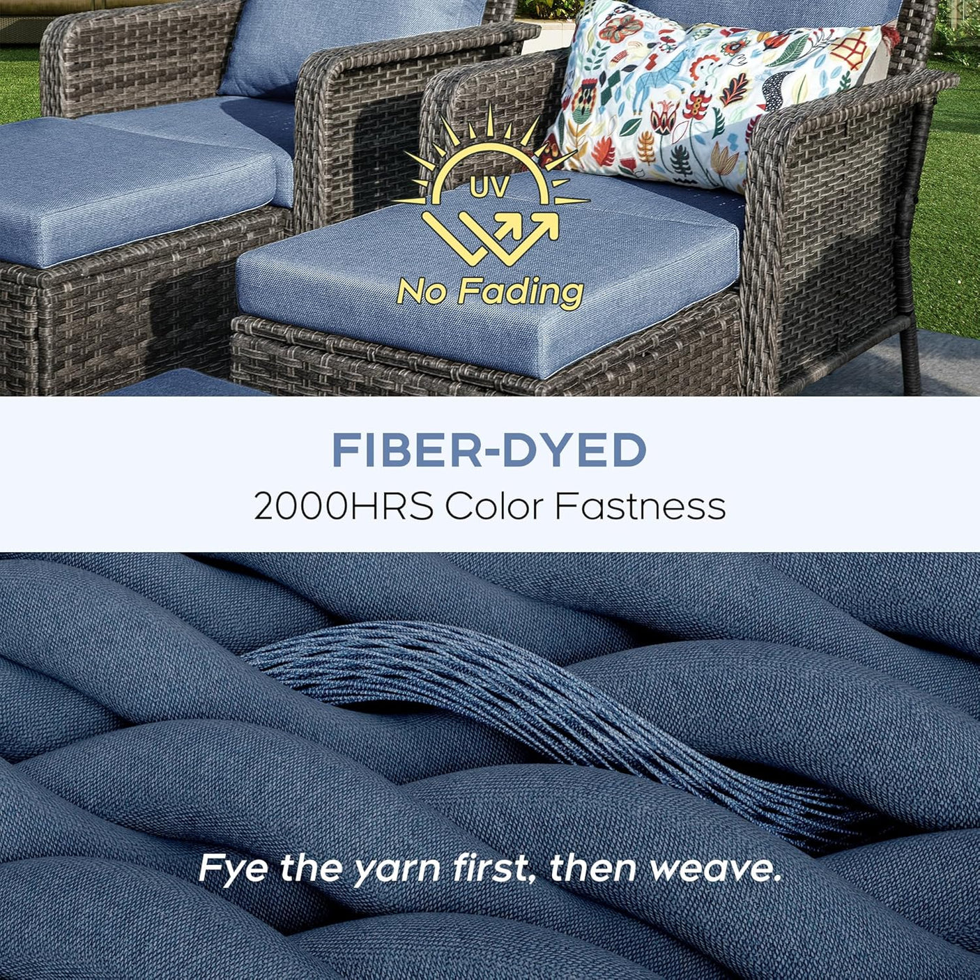 9 Seats Blue Patio Outdoor Conversation Sofa Set