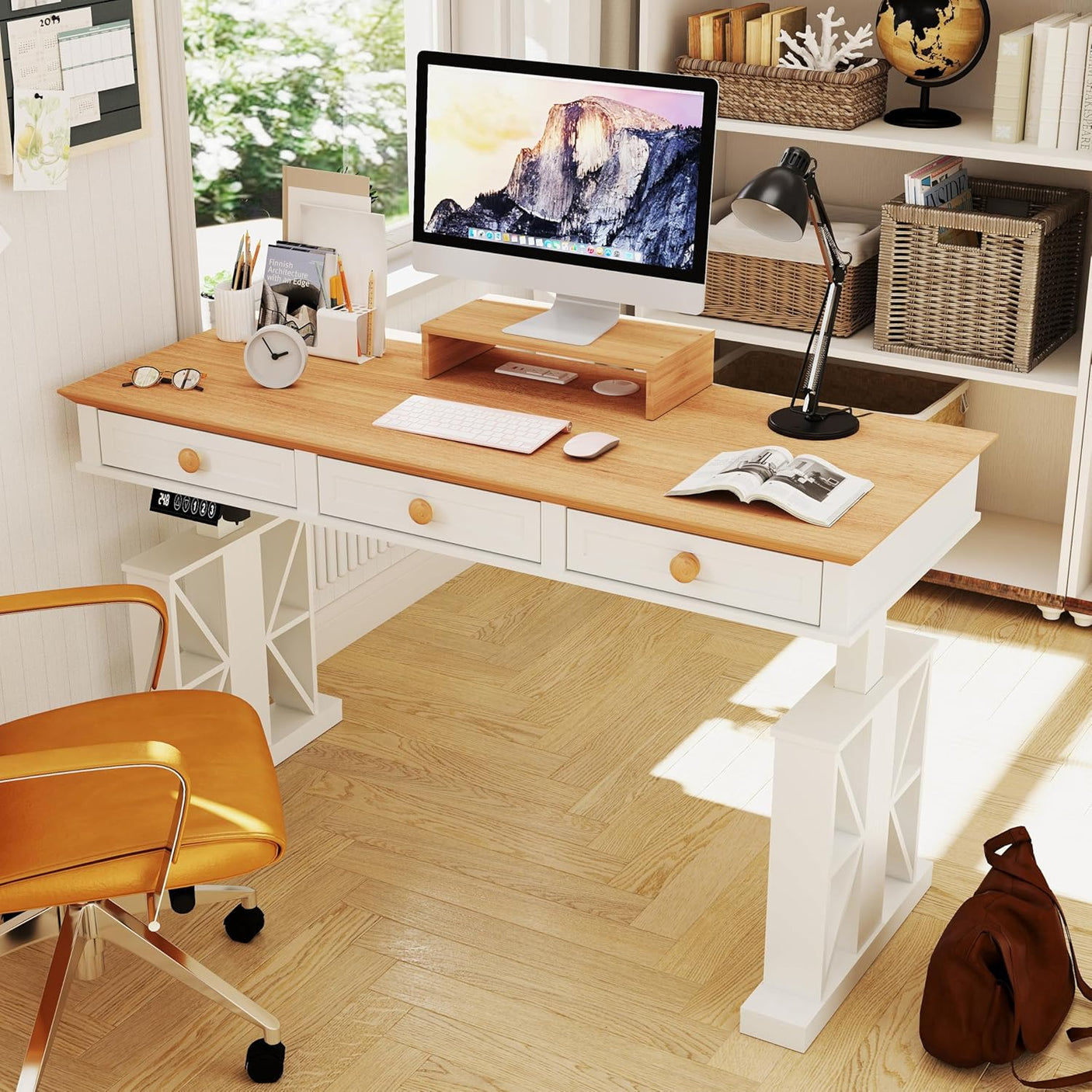 51×20 Inch Electric Standing Adjustable Desk with Drawers