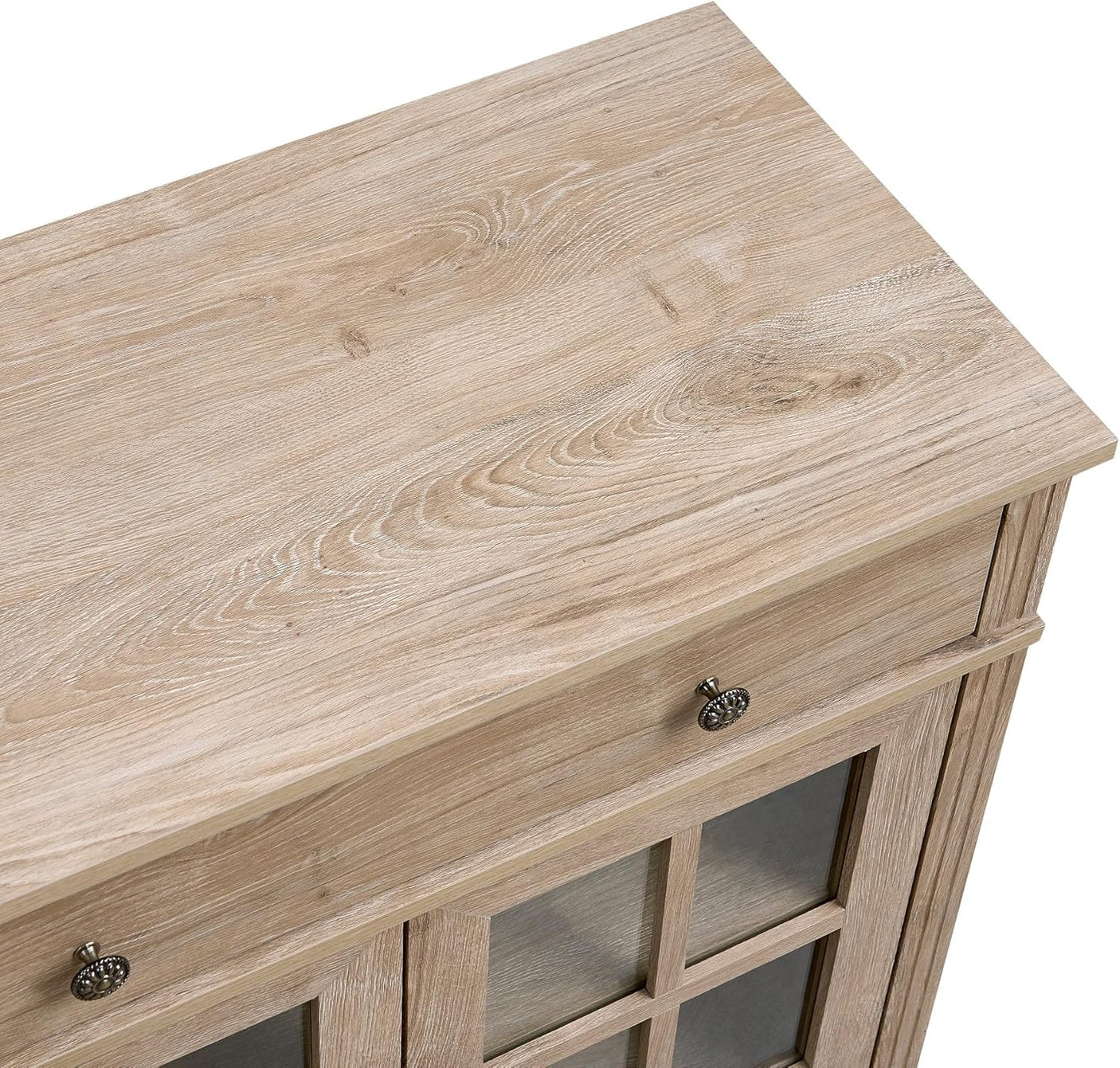 31.5” W Farmhouse Sideboard Cabinet with Drawer & Glass Doors