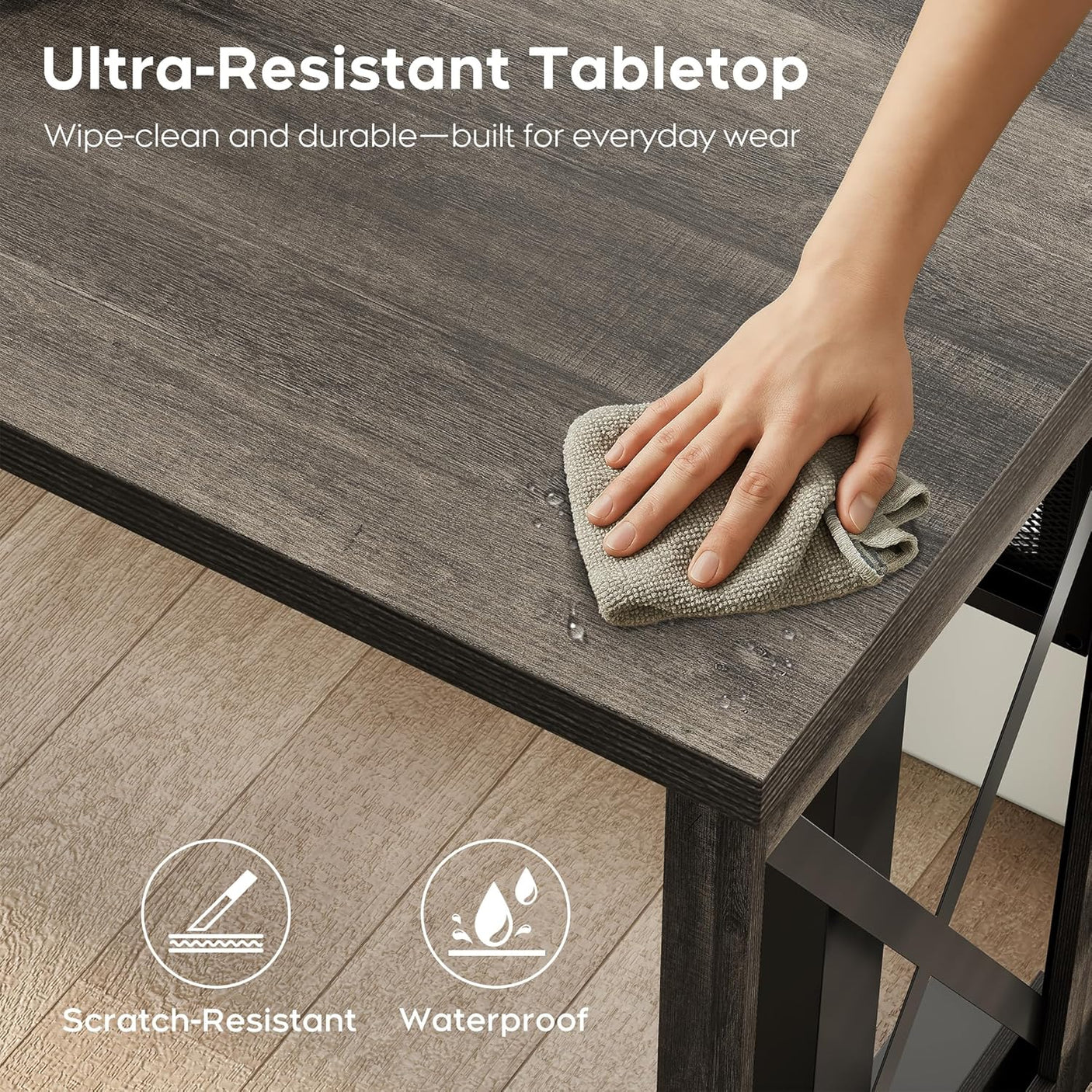 L-Shaped Standing Adjustable Desk, 4-in-1 Power Strip