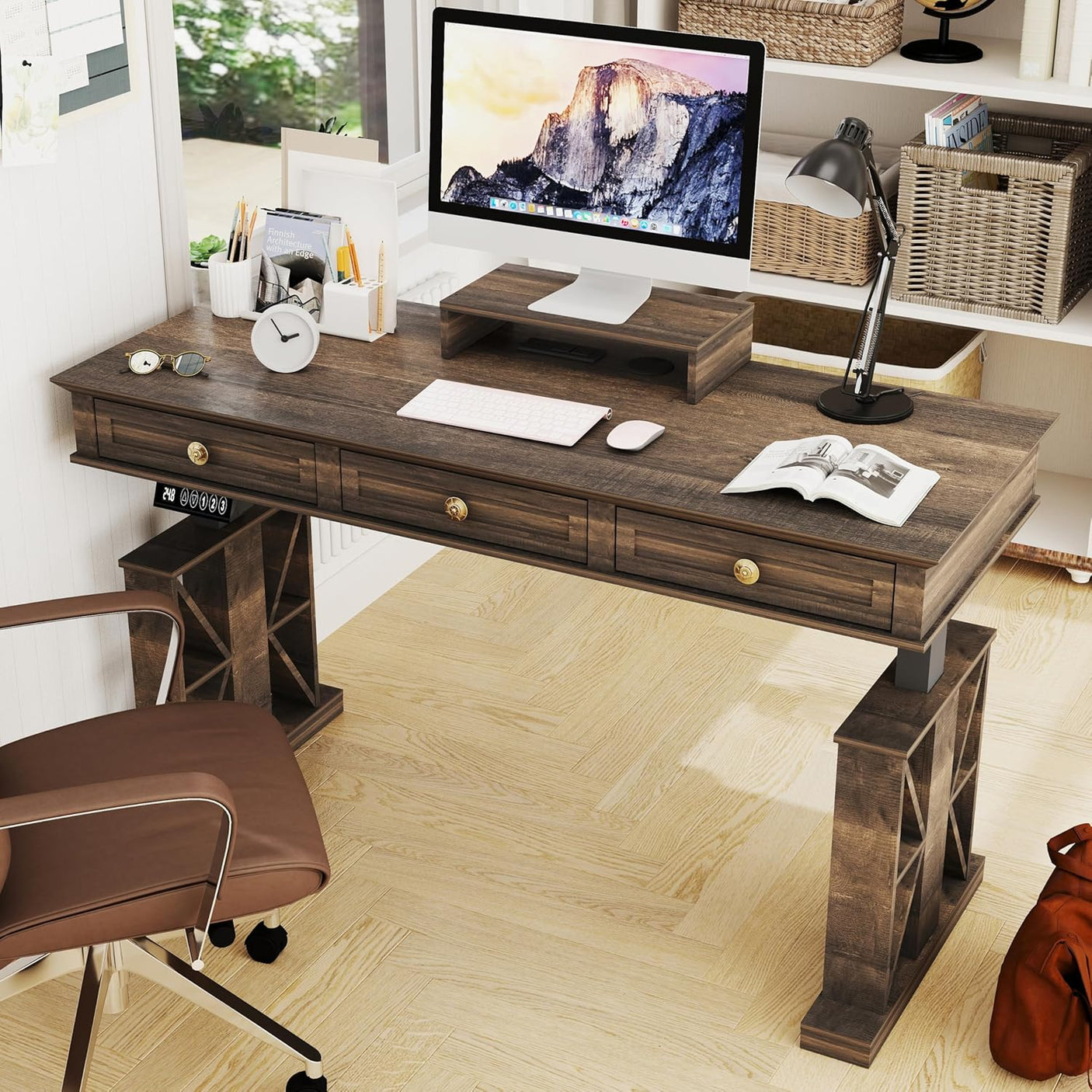51×20 Inch Electric Standing Adjustable Desk with Drawers