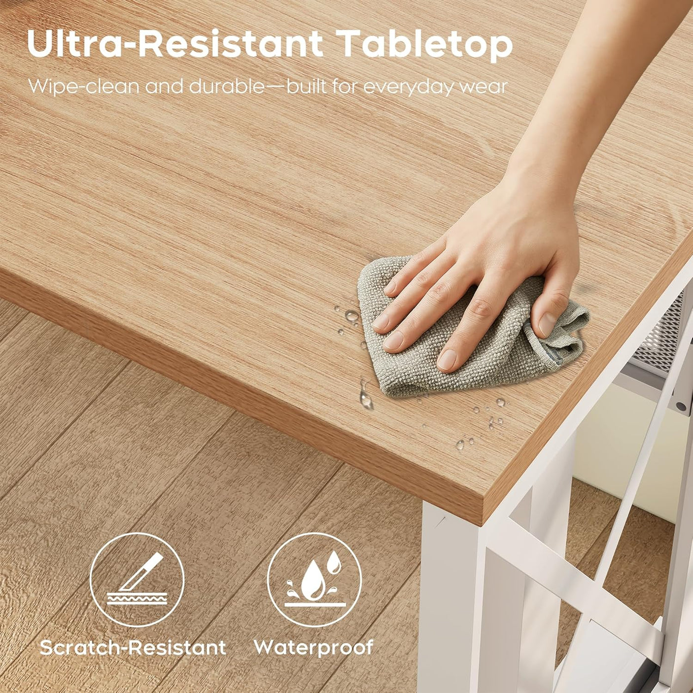 L-Shaped Standing Adjustable Desk, 4-in-1 Power Strip