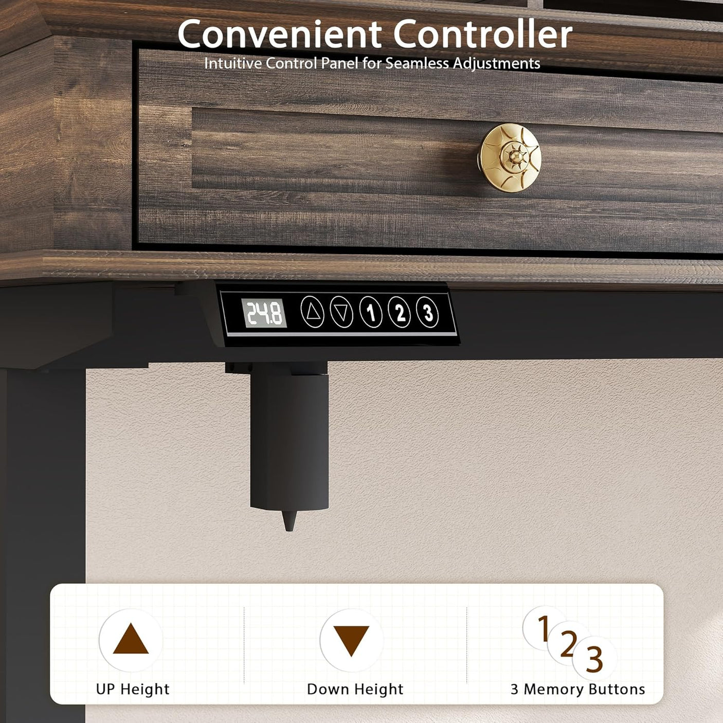 51×20 Inch Electric Standing Adjustable Desk with Drawers