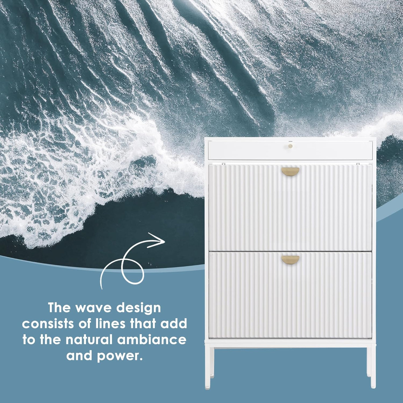 Slim Entryway Shoe Organizer with Half-Circle Doors