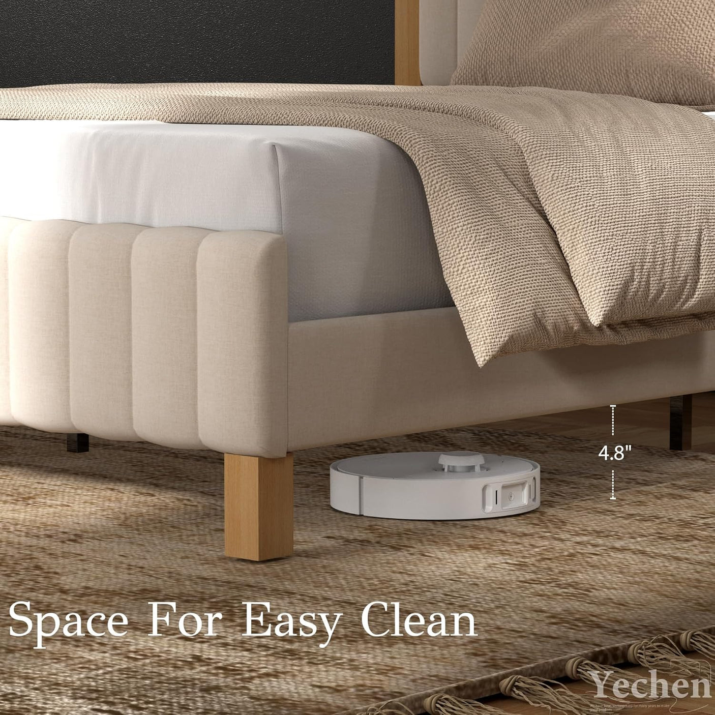 Yechen Full Size Wood Bed Frame with Headboard