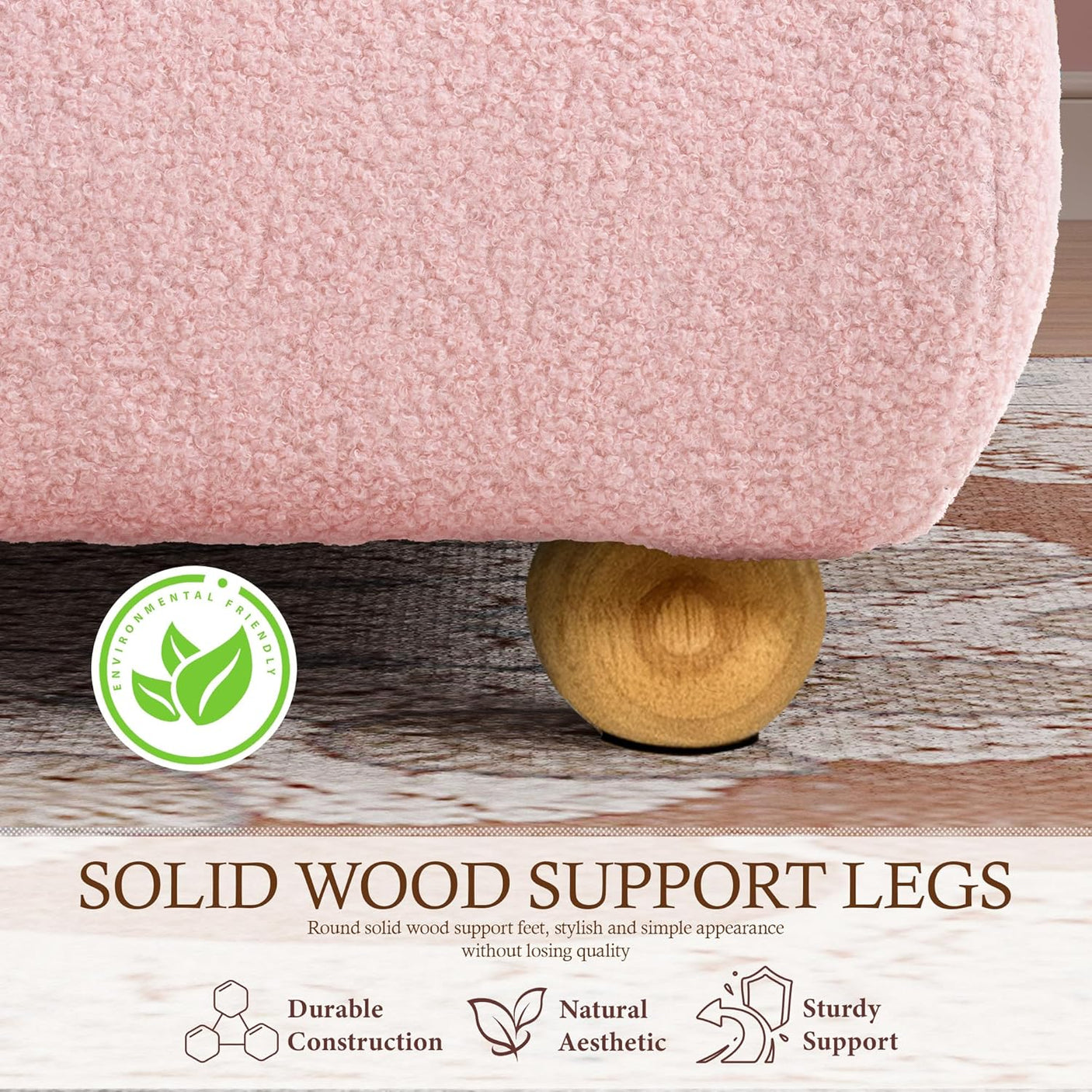 Boucle Fabric Cloud Bed Frame with Round Corner Headboard