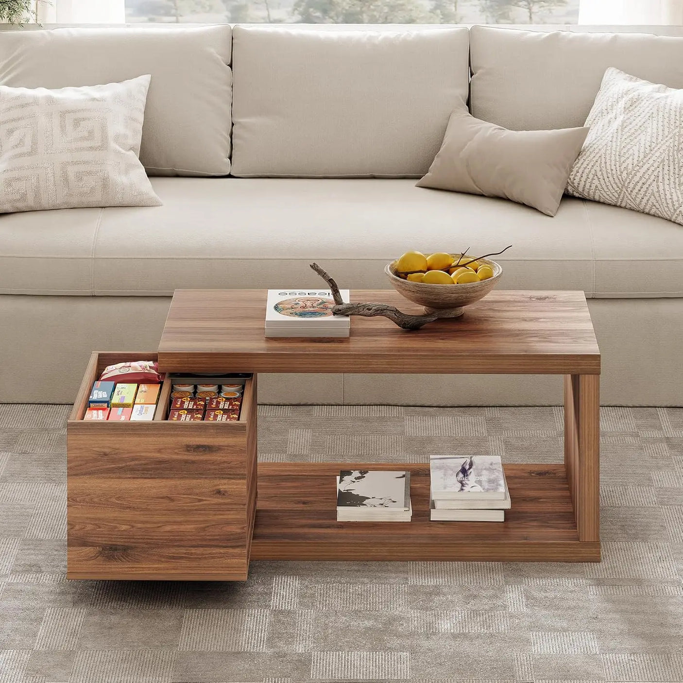 Yechen Modern Coffee Table with Hidden Storage
