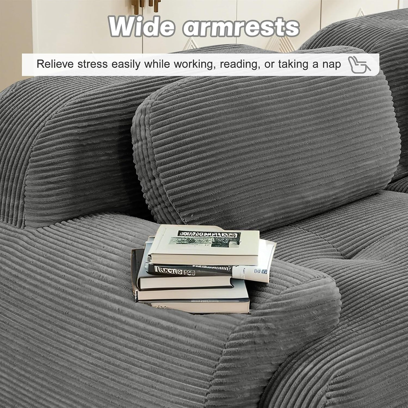 Corduroy Cloud Modular Sectional Sofa - No Assembly Required