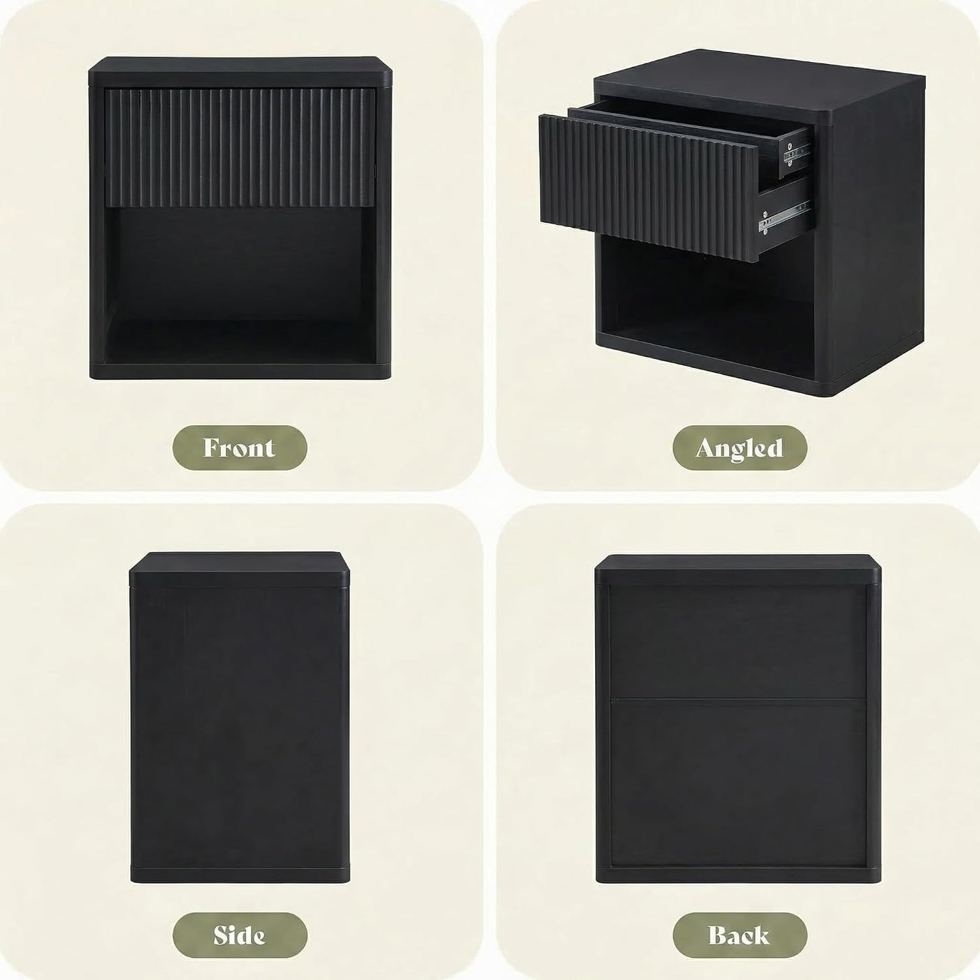Large Modern Nightstand with Small Built-in Drawers